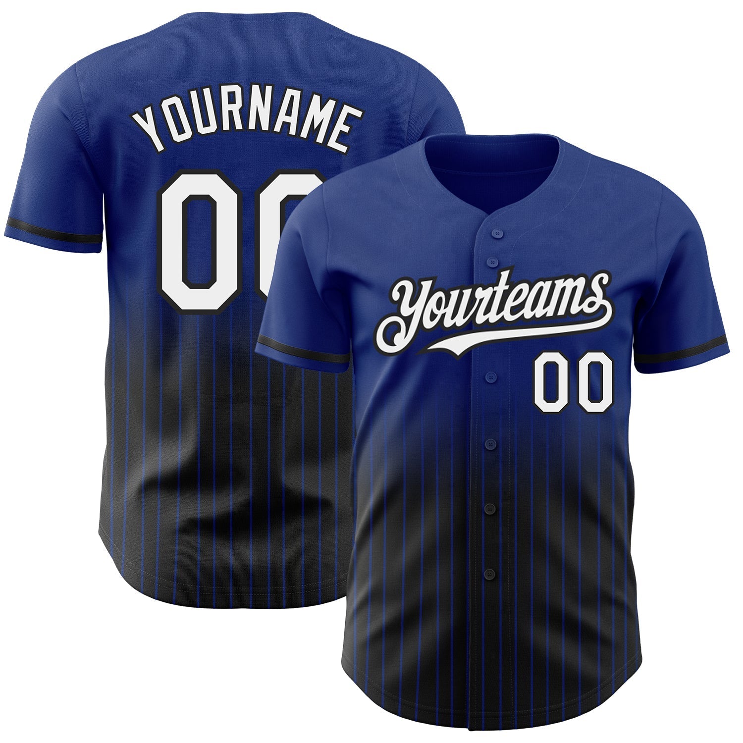 Custom Royal Pinstripe White-Black Authentic Fade Fashion Baseball Jersey baseball jersey product view 1