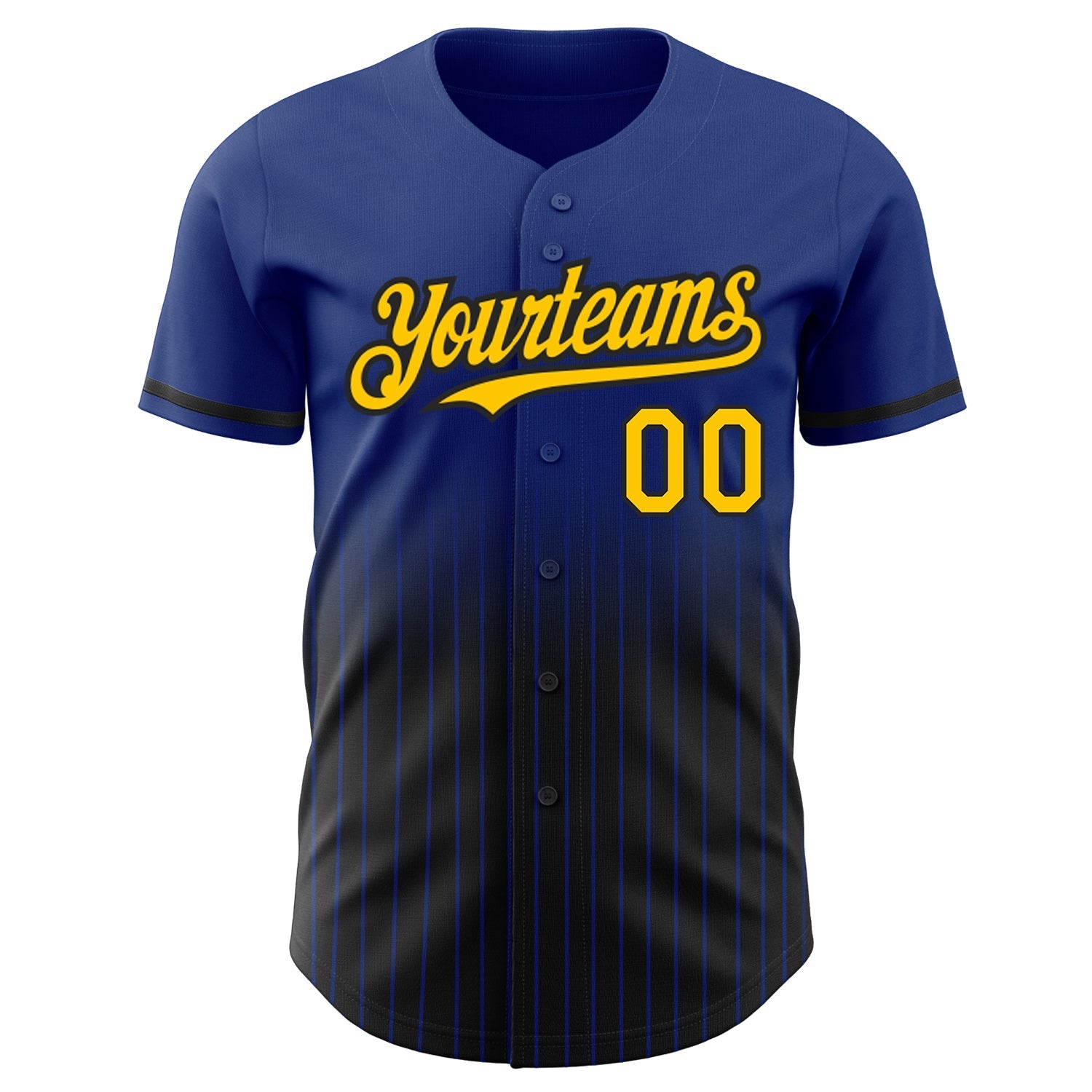 Custom Royal Pinstripe Yellow-Black Authentic Fade Fashion Baseball Jersey baseball jersey product view 3