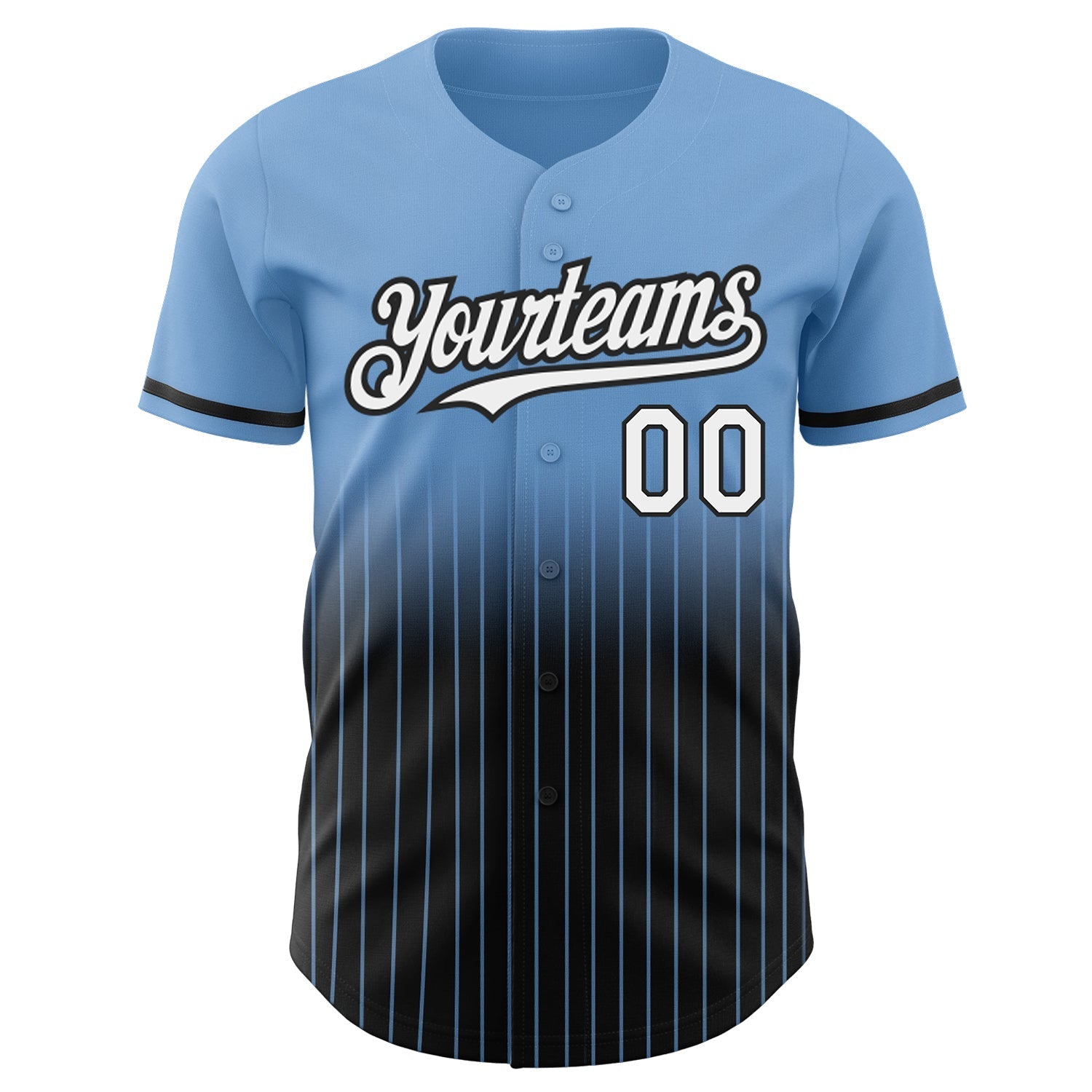 Custom Light Blue Pinstripe White-Black Authentic Fade Fashion Baseball Jersey baseball jersey product view 3