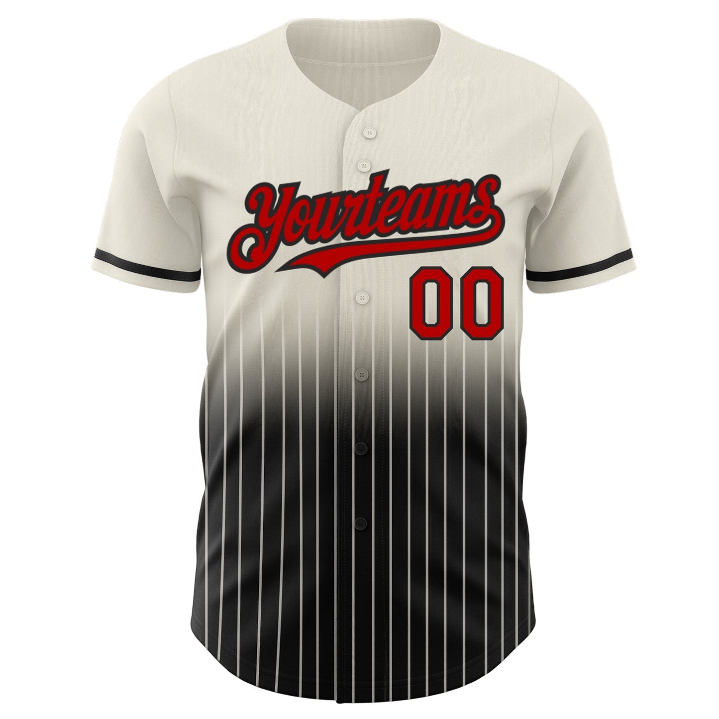 Custom Cream Pinstripe Red-Black Authentic Fade Fashion Baseball Jersey baseball jersey product view 3