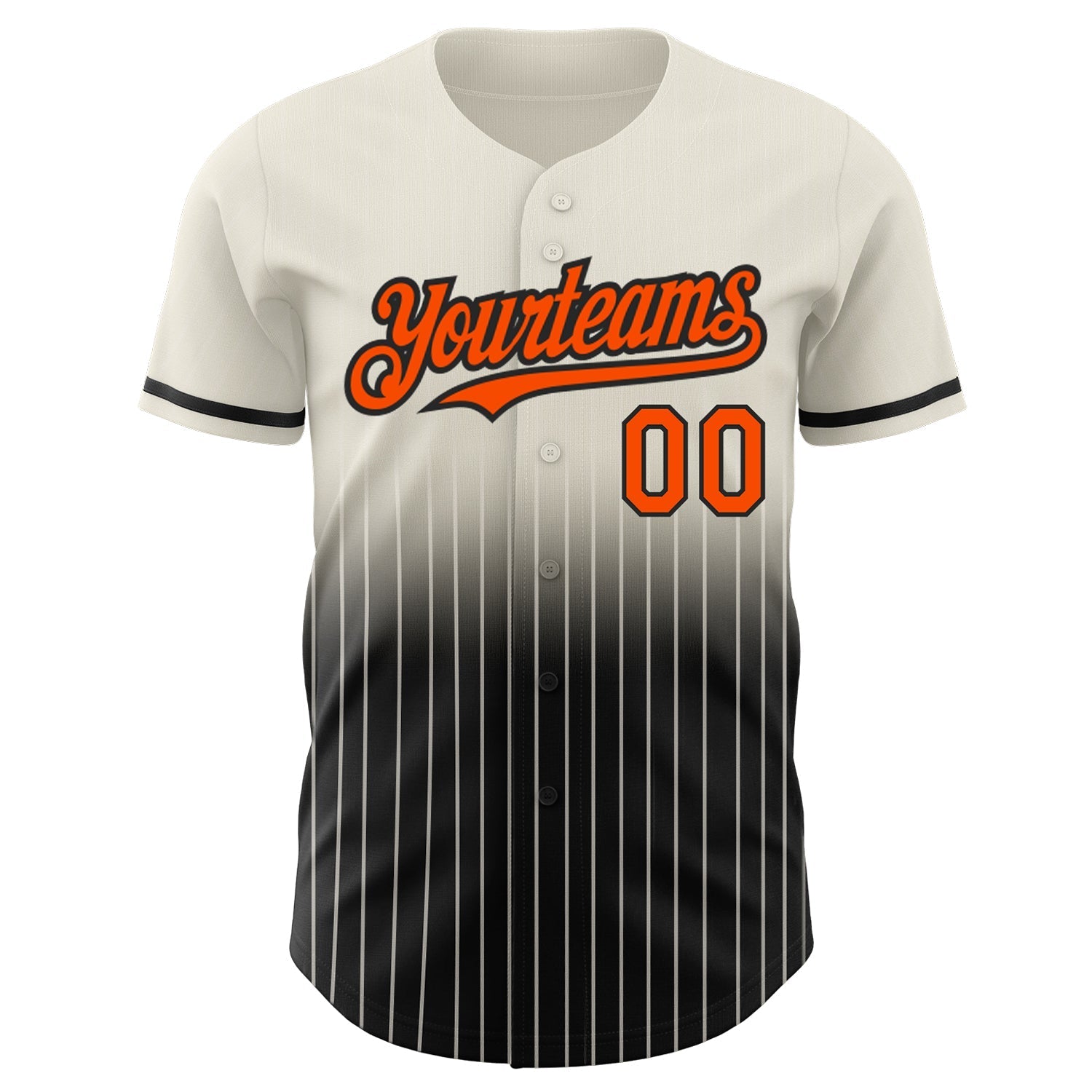 Custom Cream Pinstripe Orange-Black Authentic Fade Fashion Baseball Jersey baseball jersey product view 3
