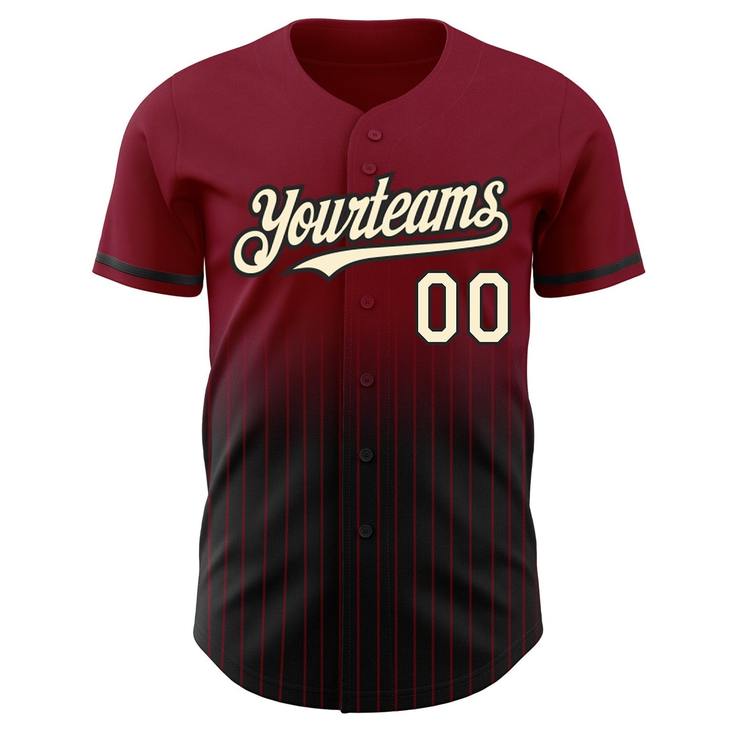 Custom Crimson Pinstripe Cream-Black Authentic Fade Fashion Baseball Jersey baseball jersey product view 3