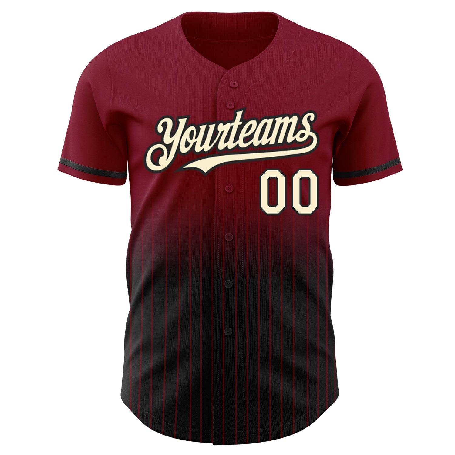 Custom Crimson Pinstripe Cream-Black Authentic Fade Fashion Baseball Jersey baseball jersey product view 3