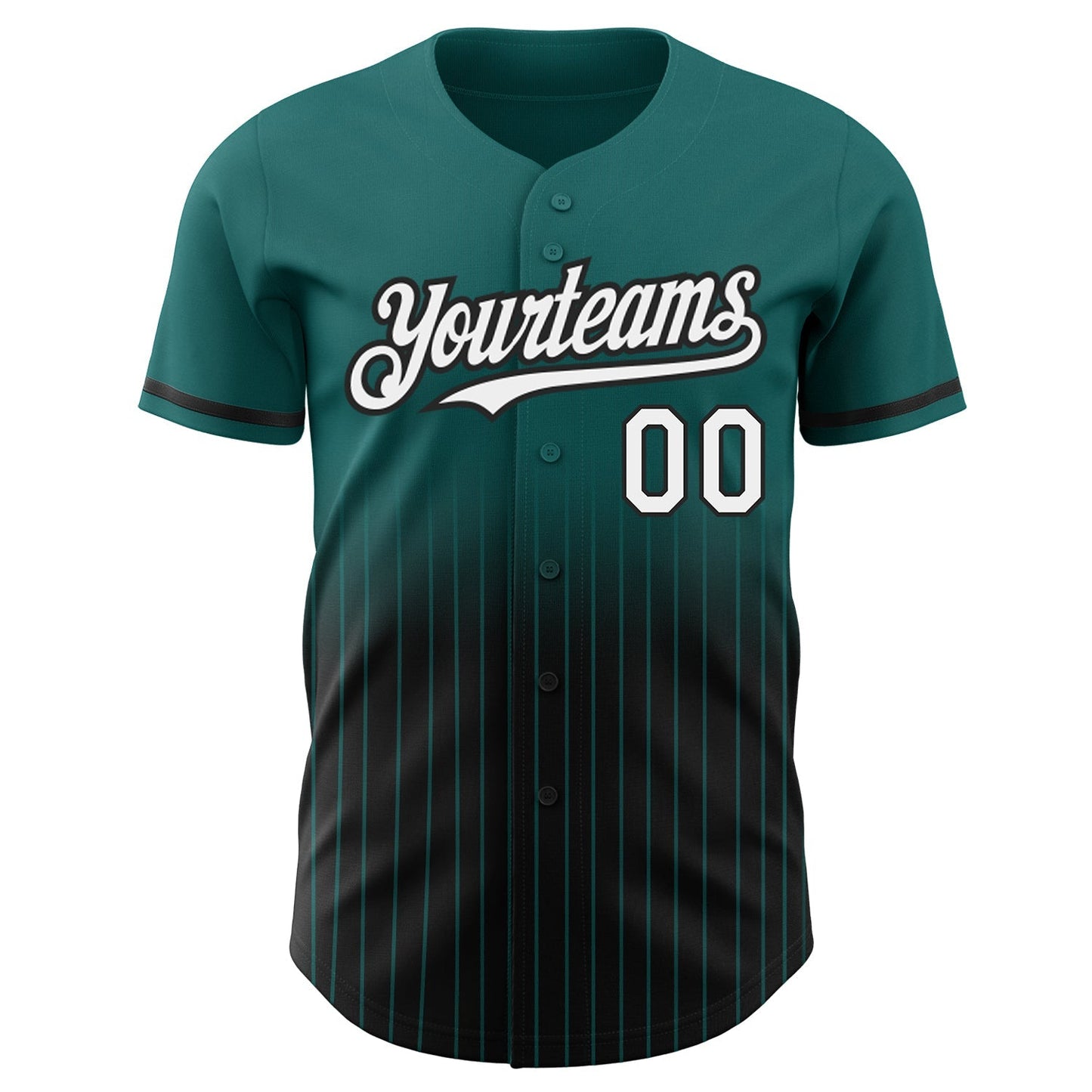 Custom Teal Pinstripe White-Black Authentic Fade Fashion Baseball Jersey baseball jersey product view 3