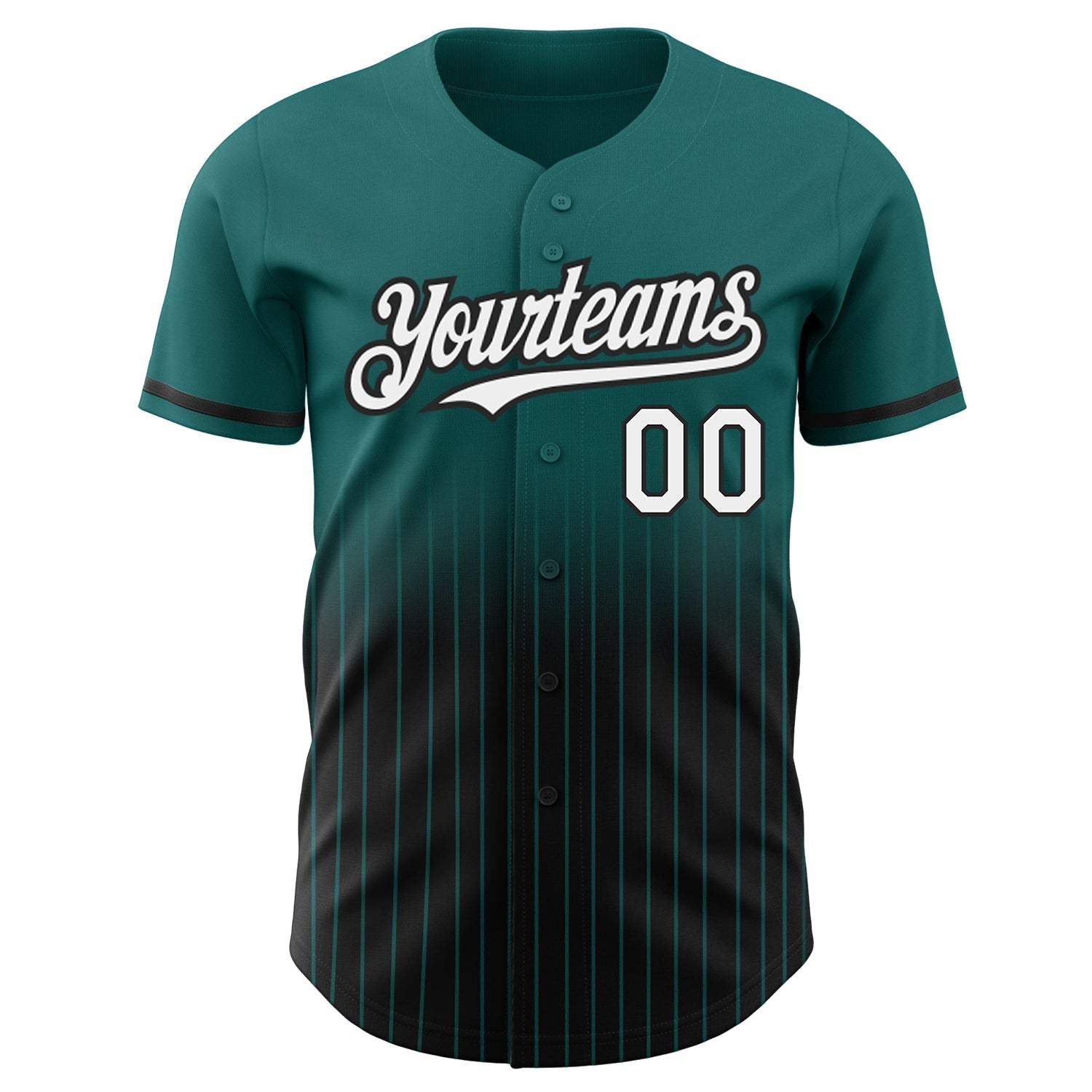 Custom Teal Pinstripe White-Black Authentic Fade Fashion Baseball Jersey baseball jersey product view 3
