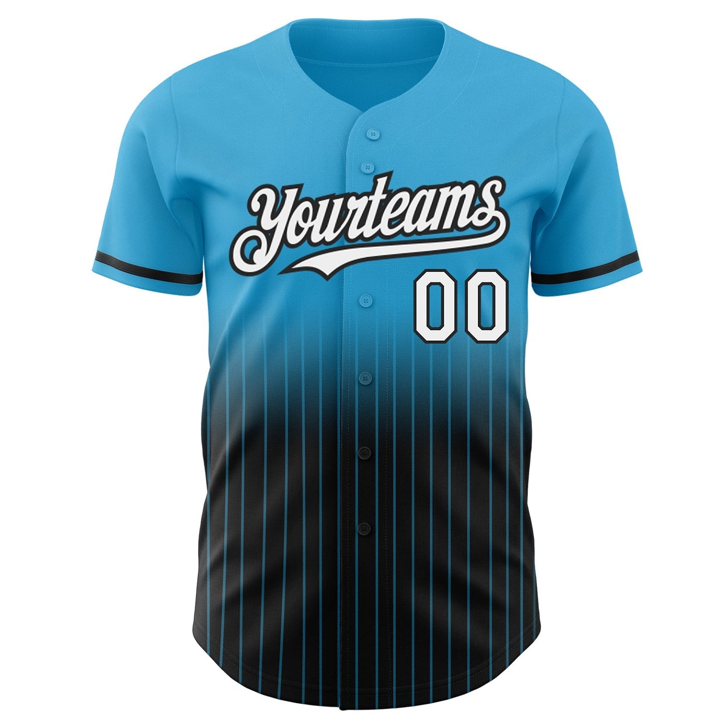 Custom Sky Blue Pinstripe White-Black Authentic Fade Fashion Baseball Jersey baseball jersey product view 3