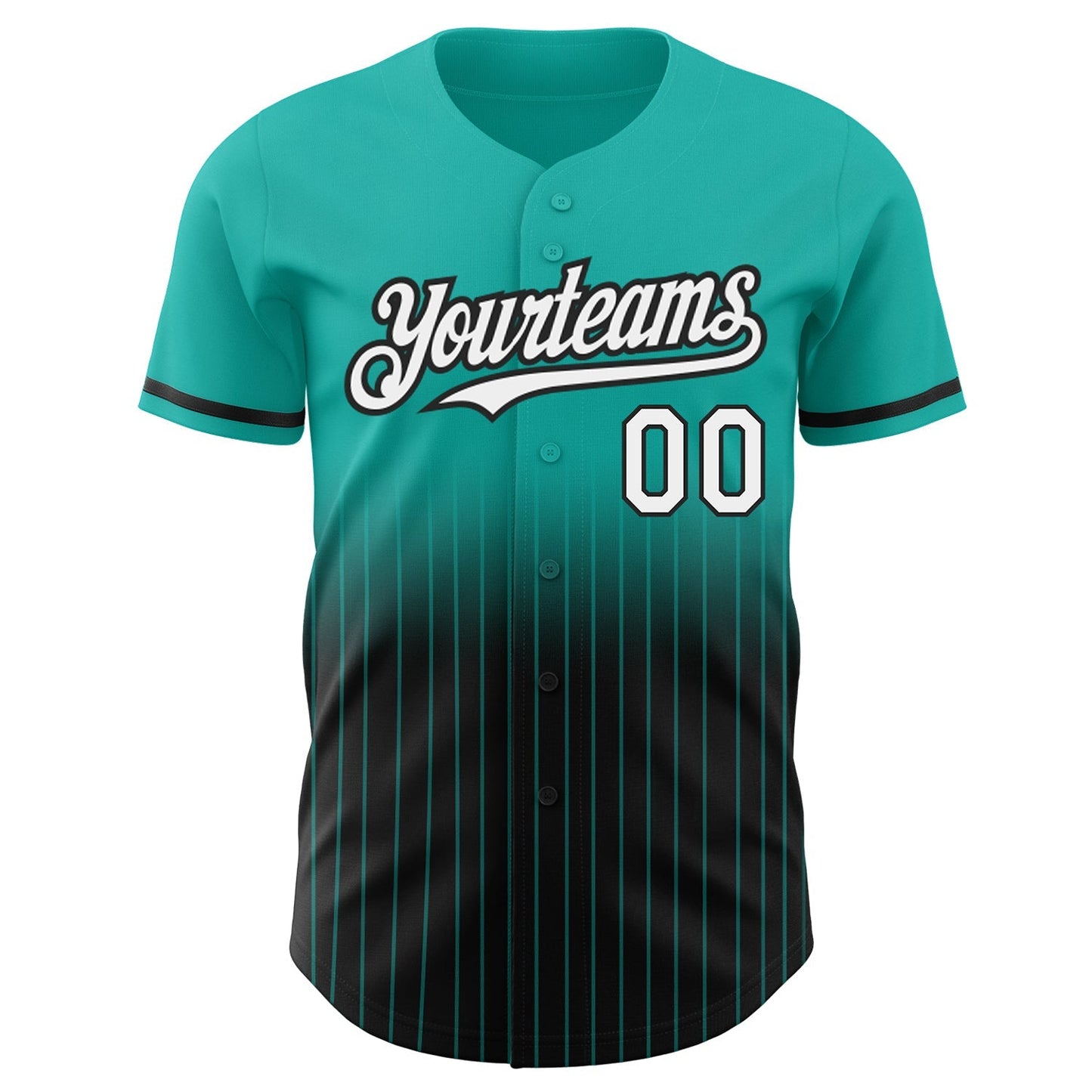 Custom Aqua Pinstripe White-Black Authentic Fade Fashion Baseball Jersey baseball jersey product view 3