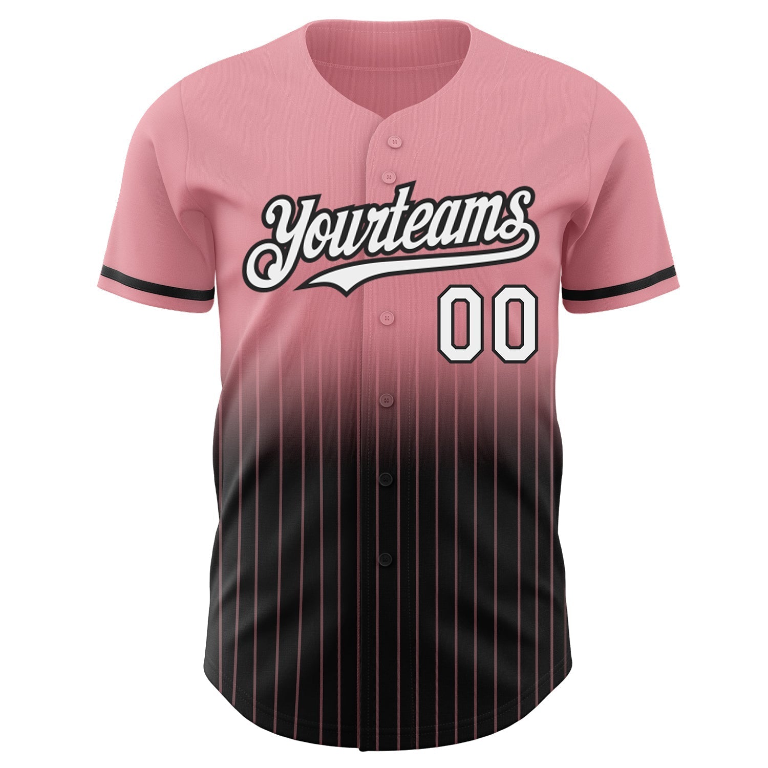 Custom Medium Pink Pinstripe White-Black Authentic Fade Fashion Baseball Jersey baseball jersey product view 3