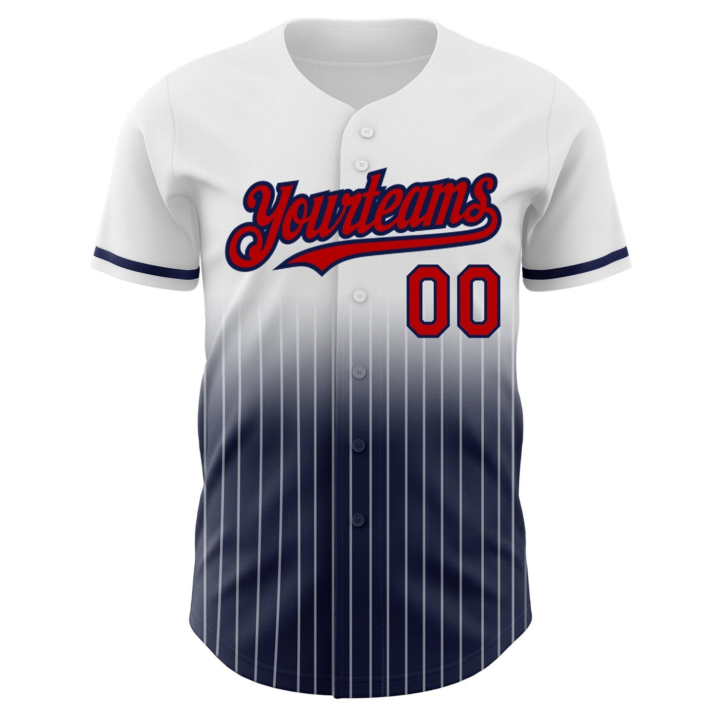 Custom White Pinstripe Red-Navy Authentic Fade Fashion Baseball Jersey baseball jersey product view 3