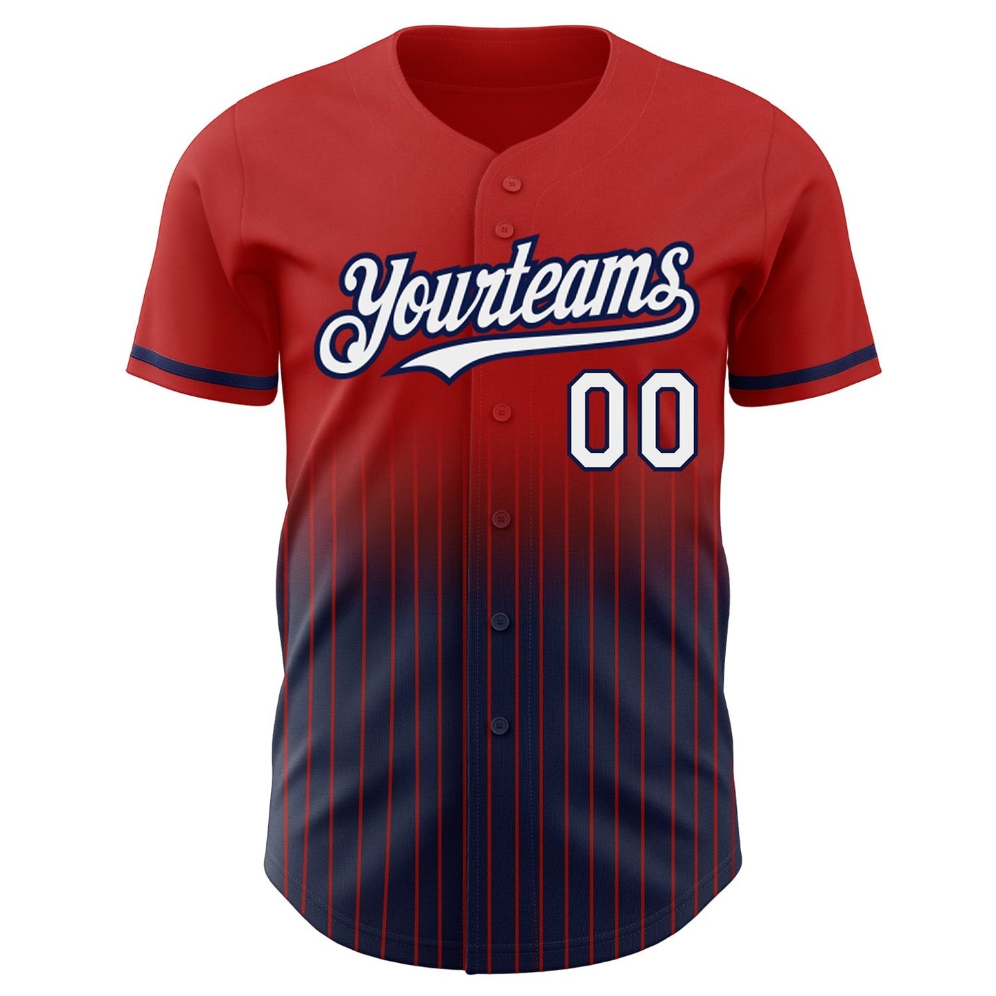 Custom Red Pinstripe White-Navy Authentic Fade Fashion Baseball Jersey baseball jersey product view 3