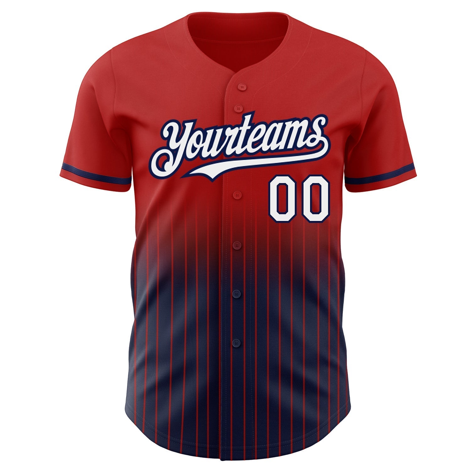 Custom Red Pinstripe White-Navy Authentic Fade Fashion Baseball Jersey baseball jersey product view 3