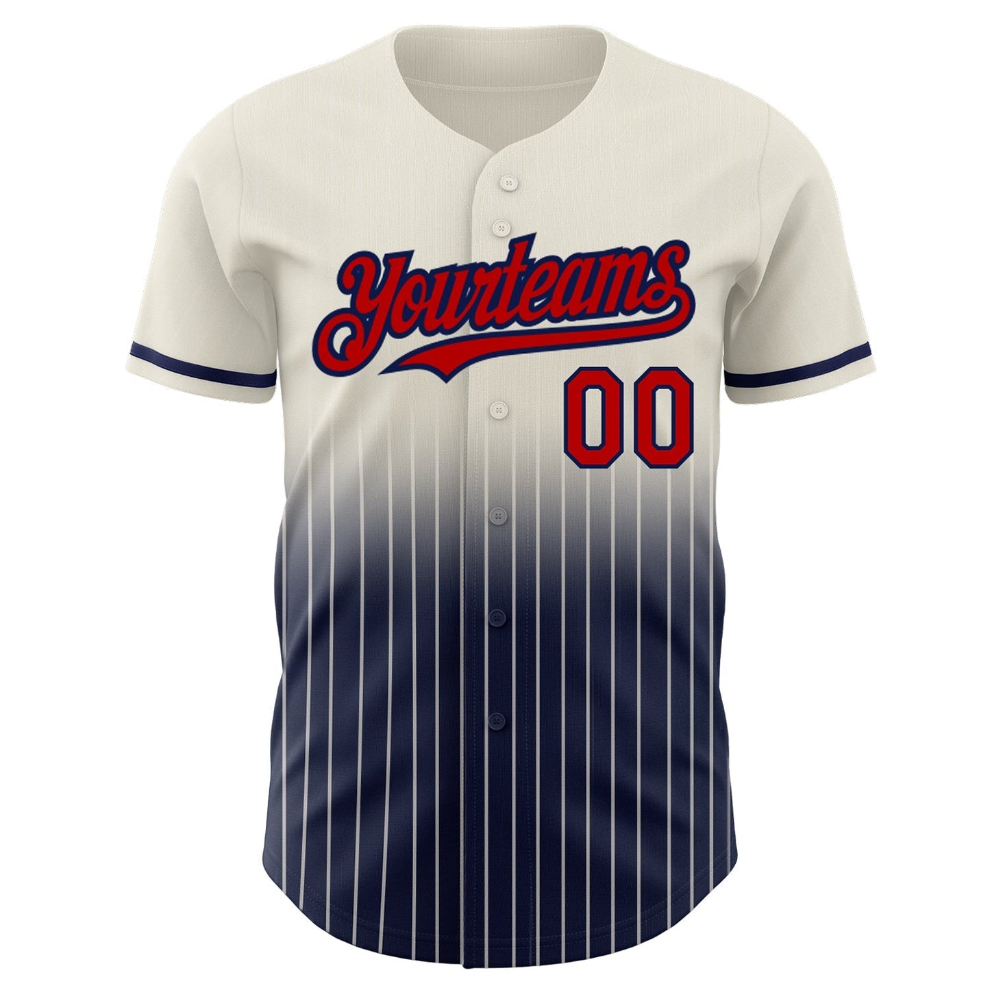 Custom Cream Pinstripe Red-Navy Authentic Fade Fashion Baseball Jersey baseball jersey product view 3