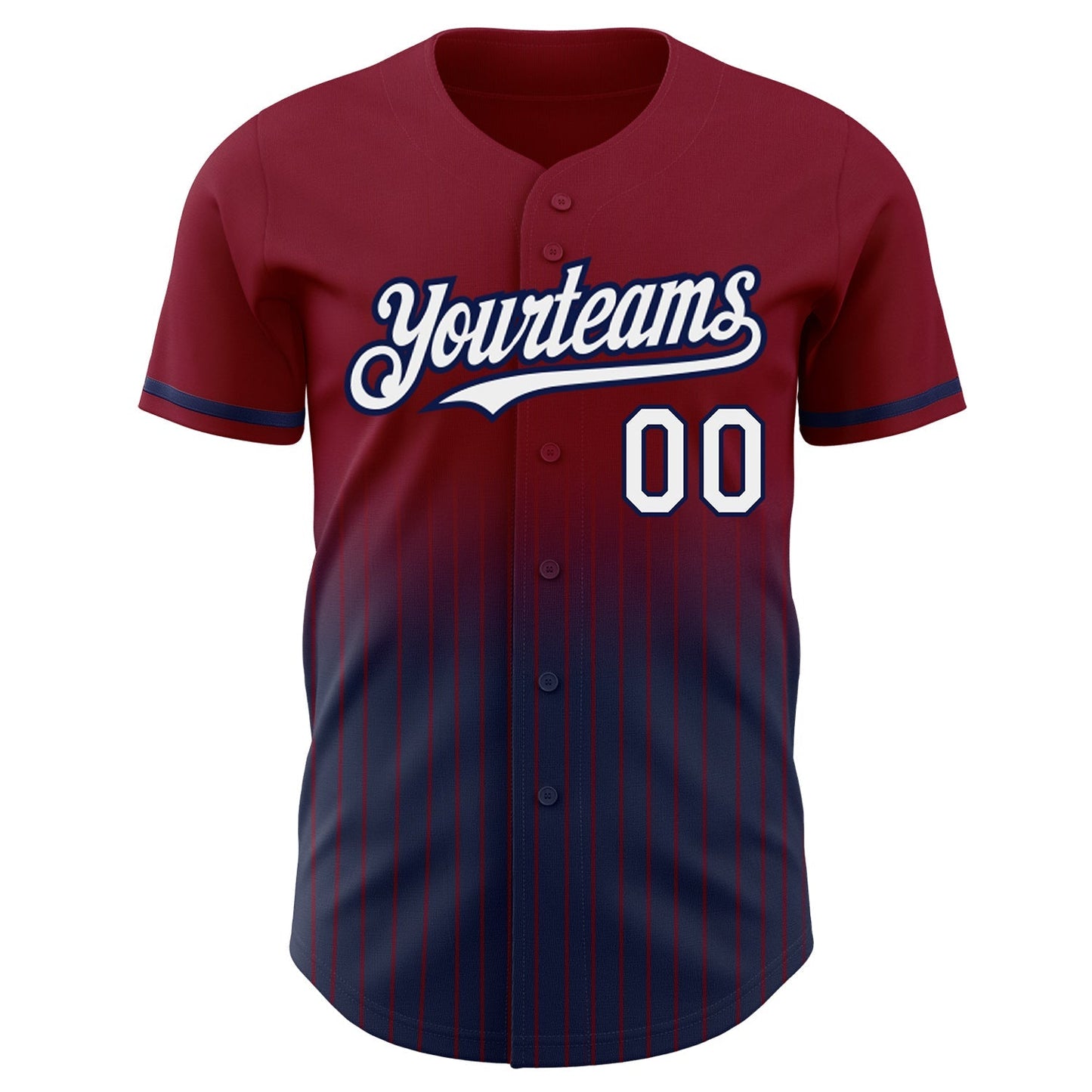 Custom Maroon Pinstripe White-Navy Authentic Fade Fashion Baseball Jersey baseball jersey product view 3
