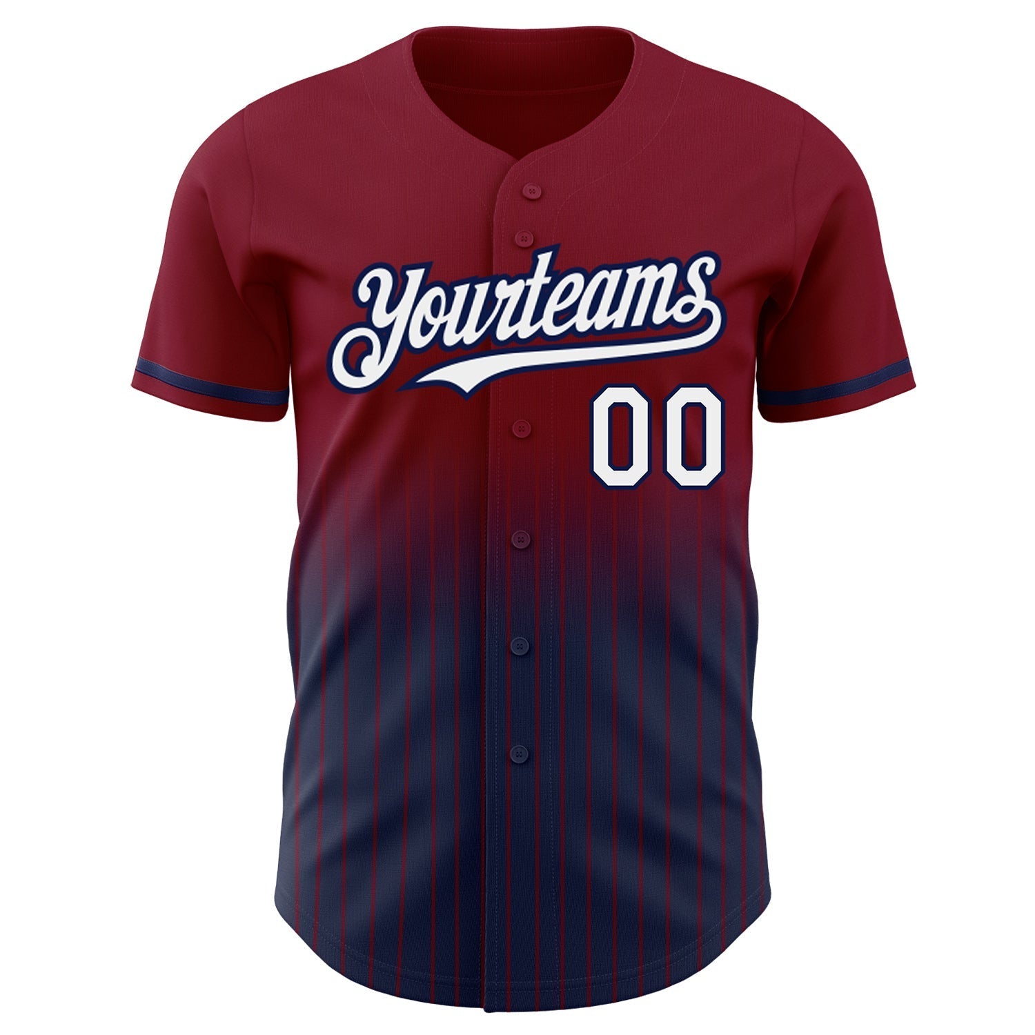 Custom Maroon Pinstripe White-Navy Authentic Fade Fashion Baseball Jersey baseball jersey product view 3