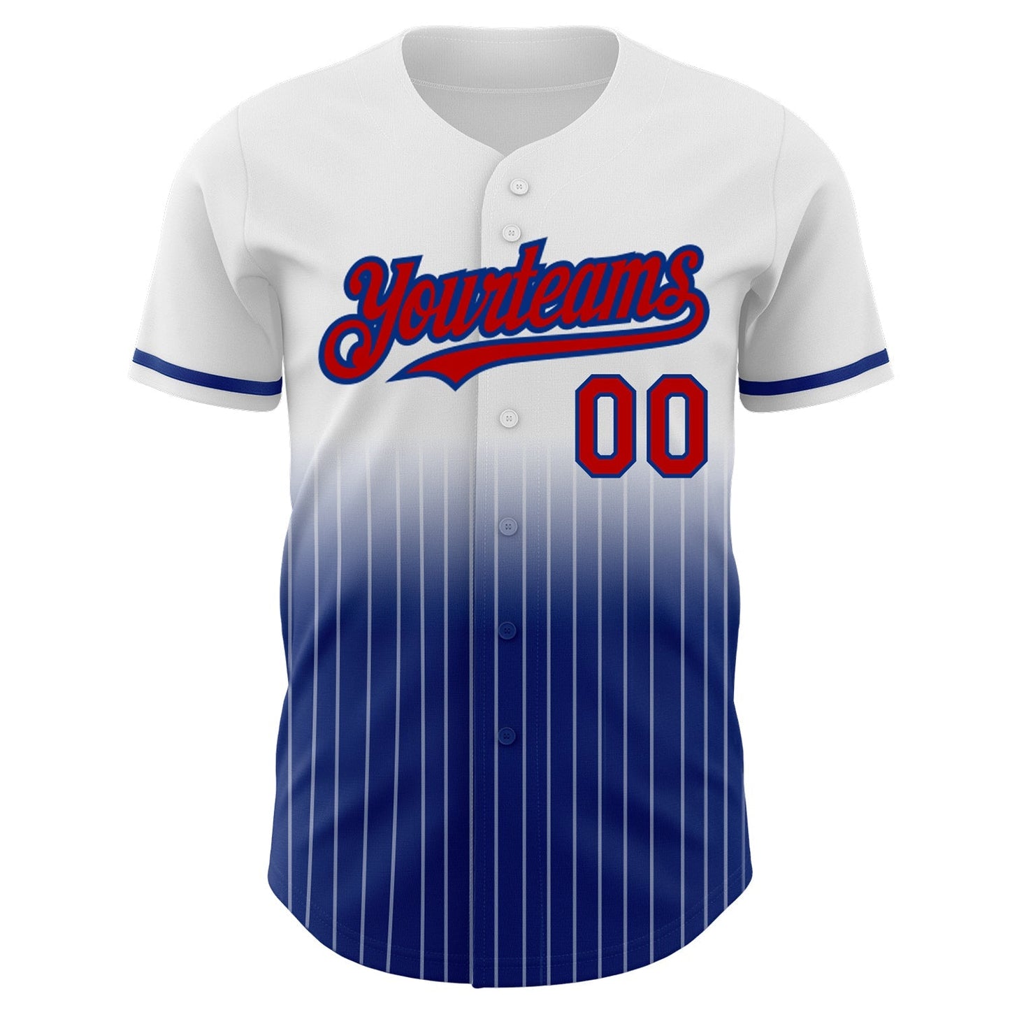 Custom White Pinstripe Red-Royal Authentic Fade Fashion Baseball Jersey baseball jersey product view 3
