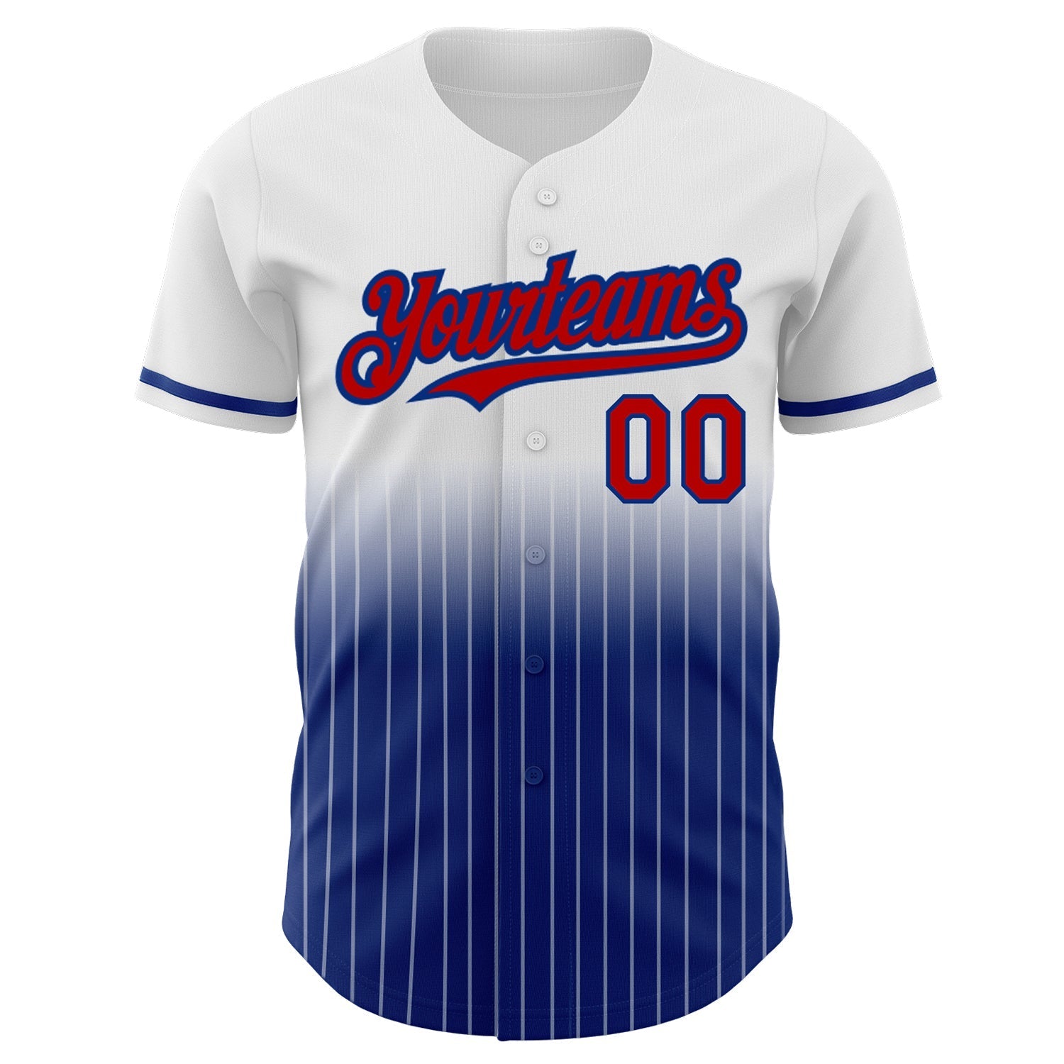 Custom White Pinstripe Red-Royal Authentic Fade Fashion Baseball Jersey baseball jersey product view 3