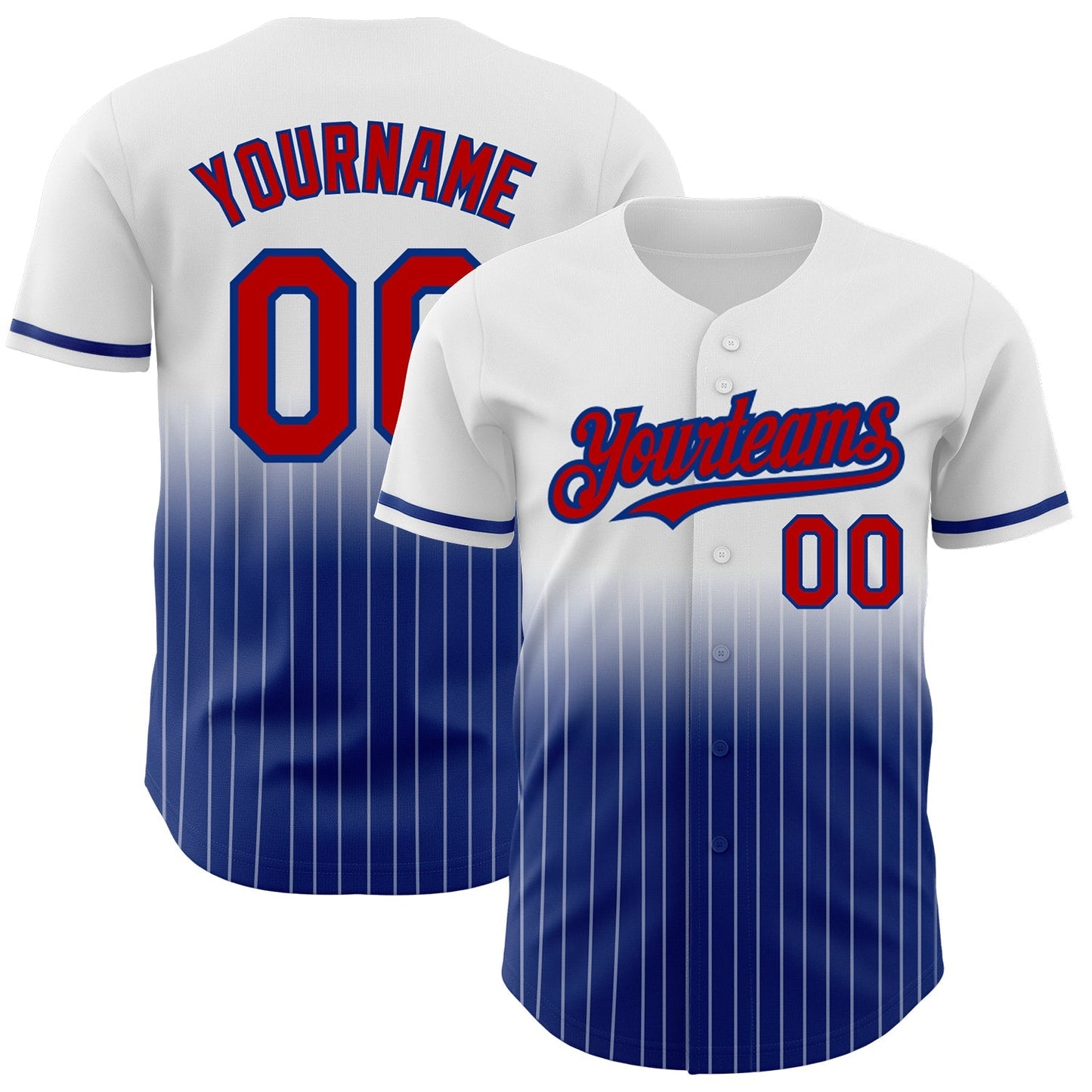 Custom White Pinstripe Red-Royal Authentic Fade Fashion Baseball Jersey baseball jersey product view 1