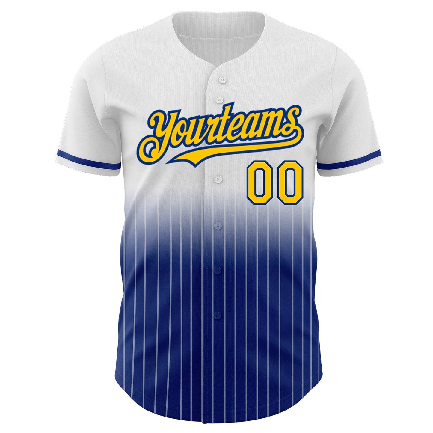 Custom White Pinstripe Yellow-Royal Authentic Fade Fashion Baseball Jersey baseball jersey product view 3