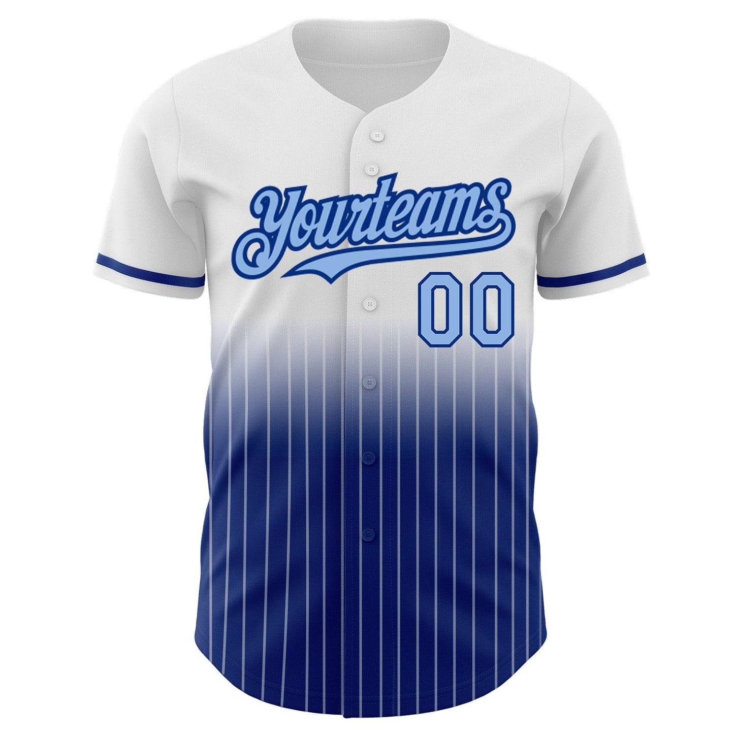 Custom White Pinstripe Light Blue-Royal Authentic Fade Fashion Baseball Jersey baseball jersey product view 3