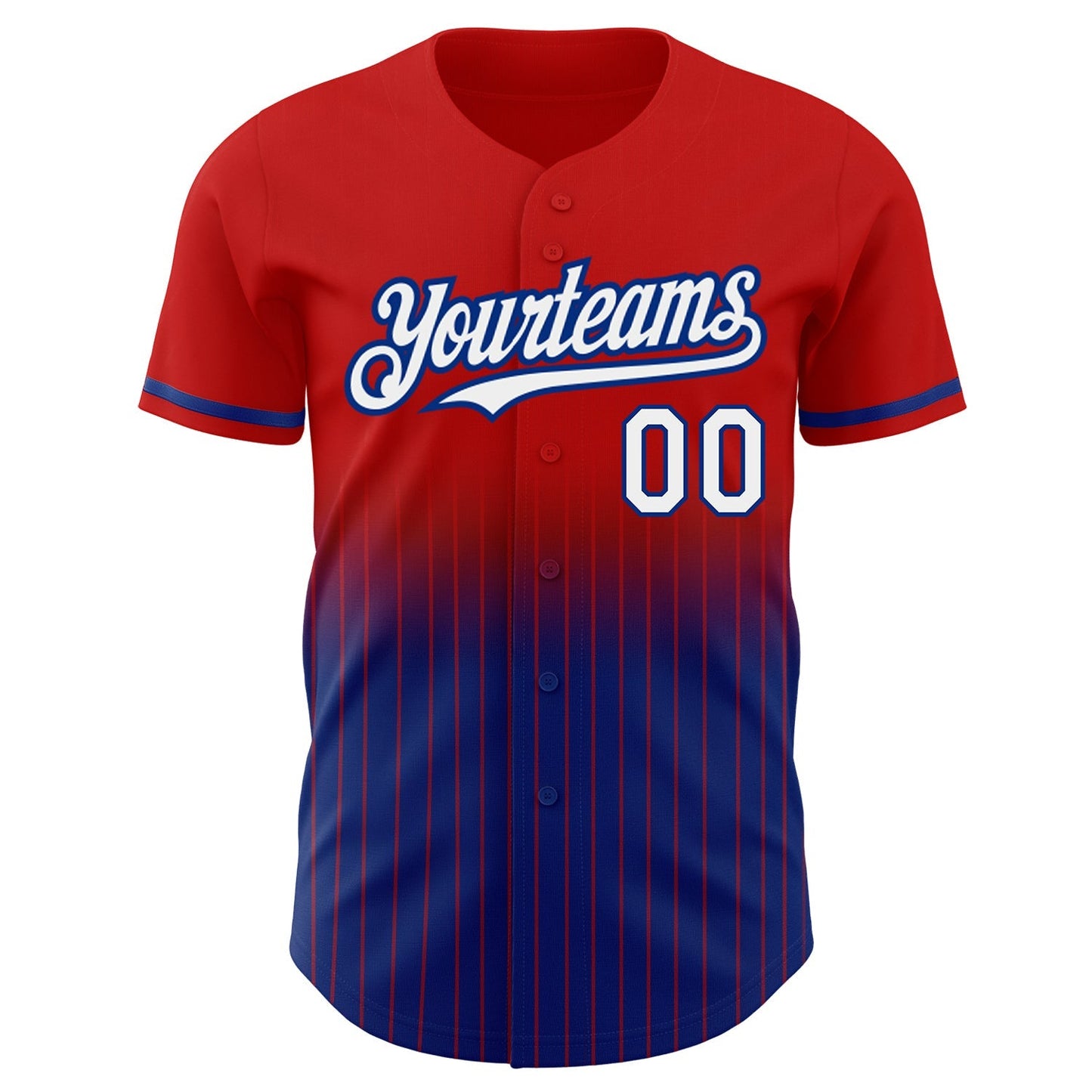 Custom Red Pinstripe White-Royal Authentic Fade Fashion Baseball Jersey baseball jersey product view 3