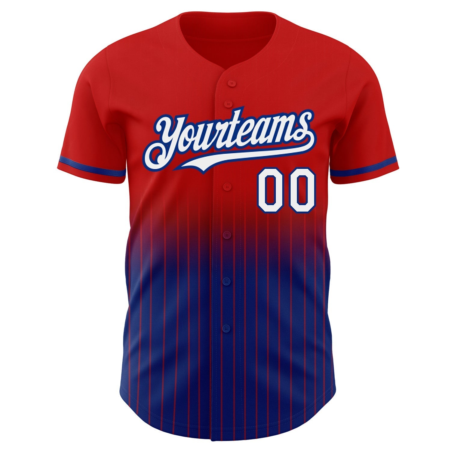 Custom Red Pinstripe White-Royal Authentic Fade Fashion Baseball Jersey baseball jersey product view 3