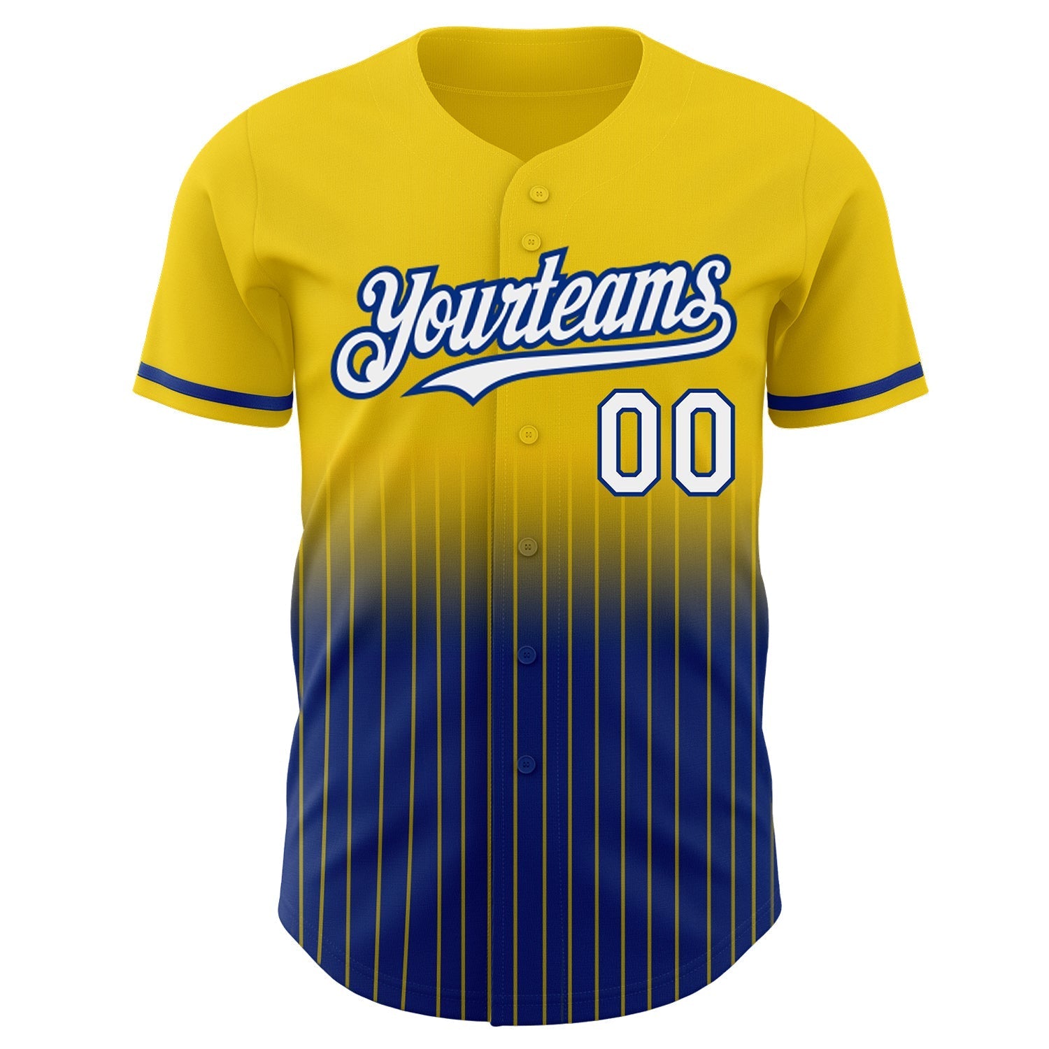 Custom Yellow Pinstripe White-Royal Authentic Fade Fashion Baseball Jersey baseball jersey product view 3