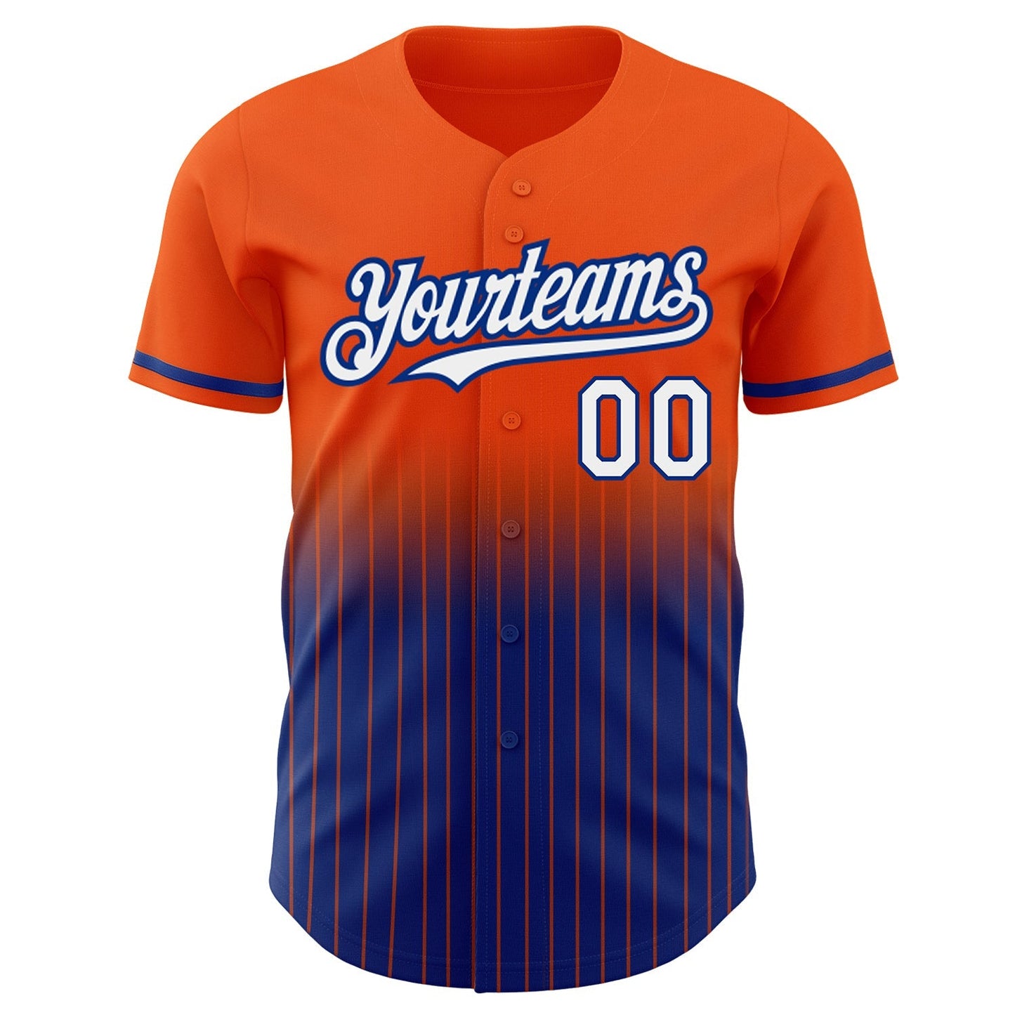 Custom Orange Pinstripe White-Royal Authentic Fade Fashion Baseball Jersey baseball jersey product view 3