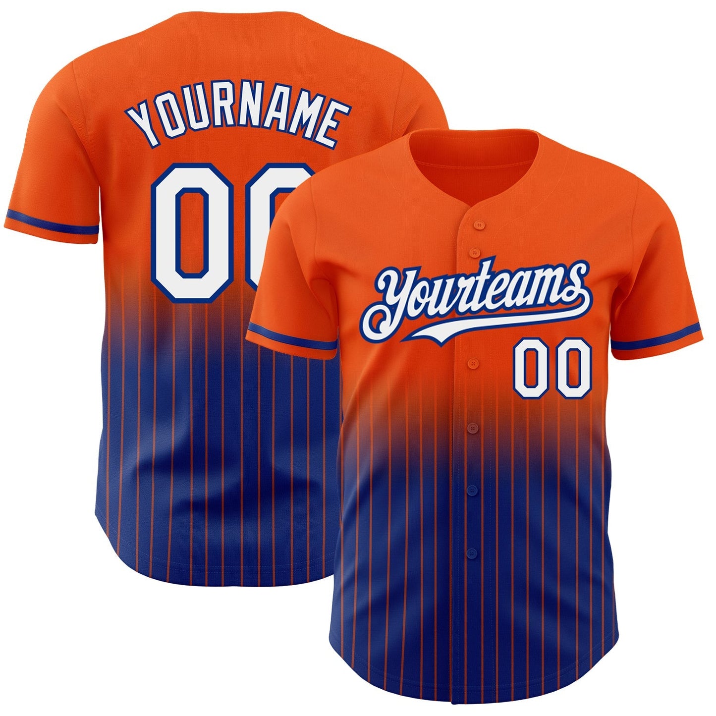 Custom Orange Pinstripe White-Royal Authentic Fade Fashion Baseball Jersey baseball jersey product view 1