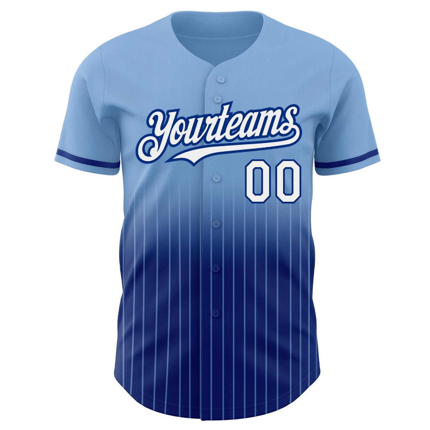 Custom Light Blue Pinstripe White-Royal Authentic Fade Fashion Baseball Jersey baseball jersey product view 3