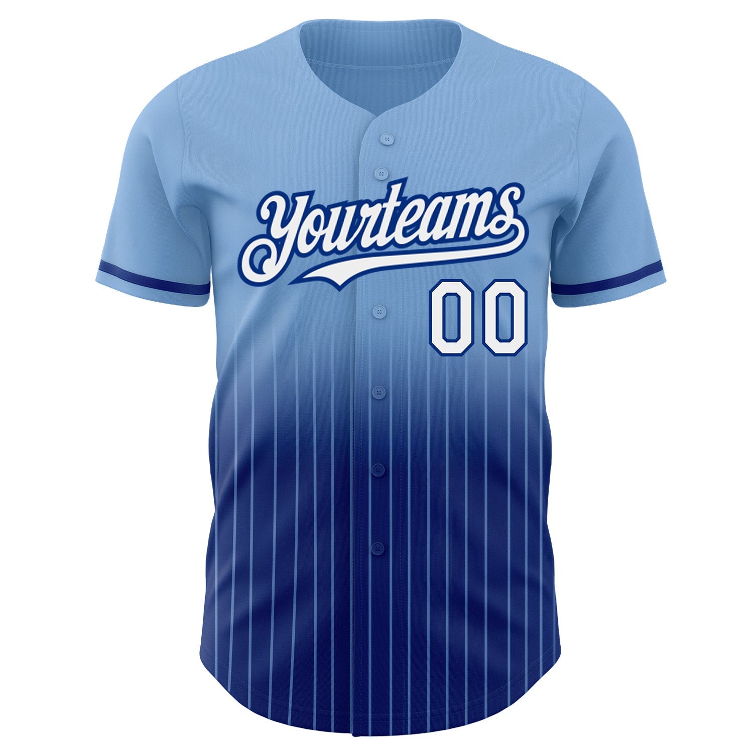 Custom Light Blue Pinstripe White-Royal Authentic Fade Fashion Baseball Jersey baseball jersey product view 3