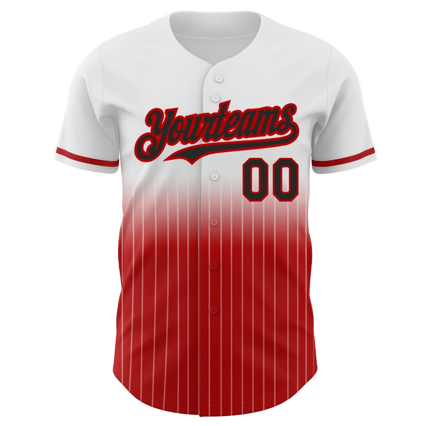 Custom White Pinstripe Black-Red Authentic Fade Fashion Baseball Jersey baseball jersey product view 3