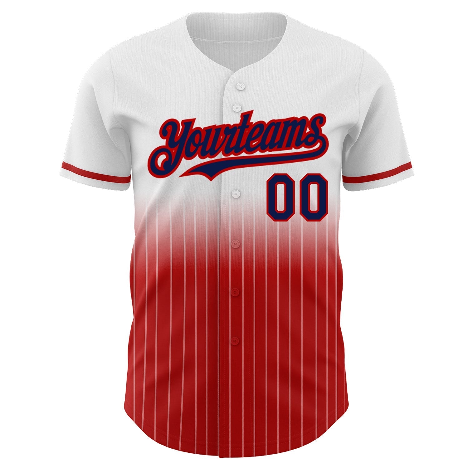 Custom White Pinstripe Navy-Red Authentic Fade Fashion Baseball Jersey baseball jersey product view 3