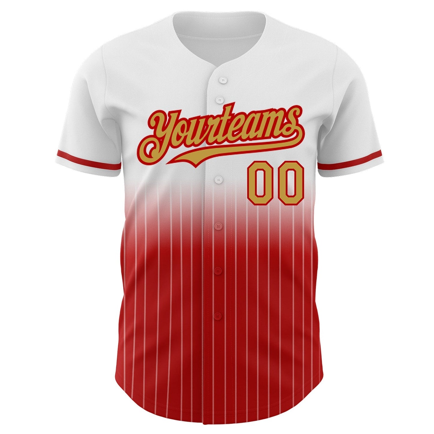 Custom White Pinstripe Old Gold-Red Authentic Fade Fashion Baseball Jersey baseball jersey product view 3