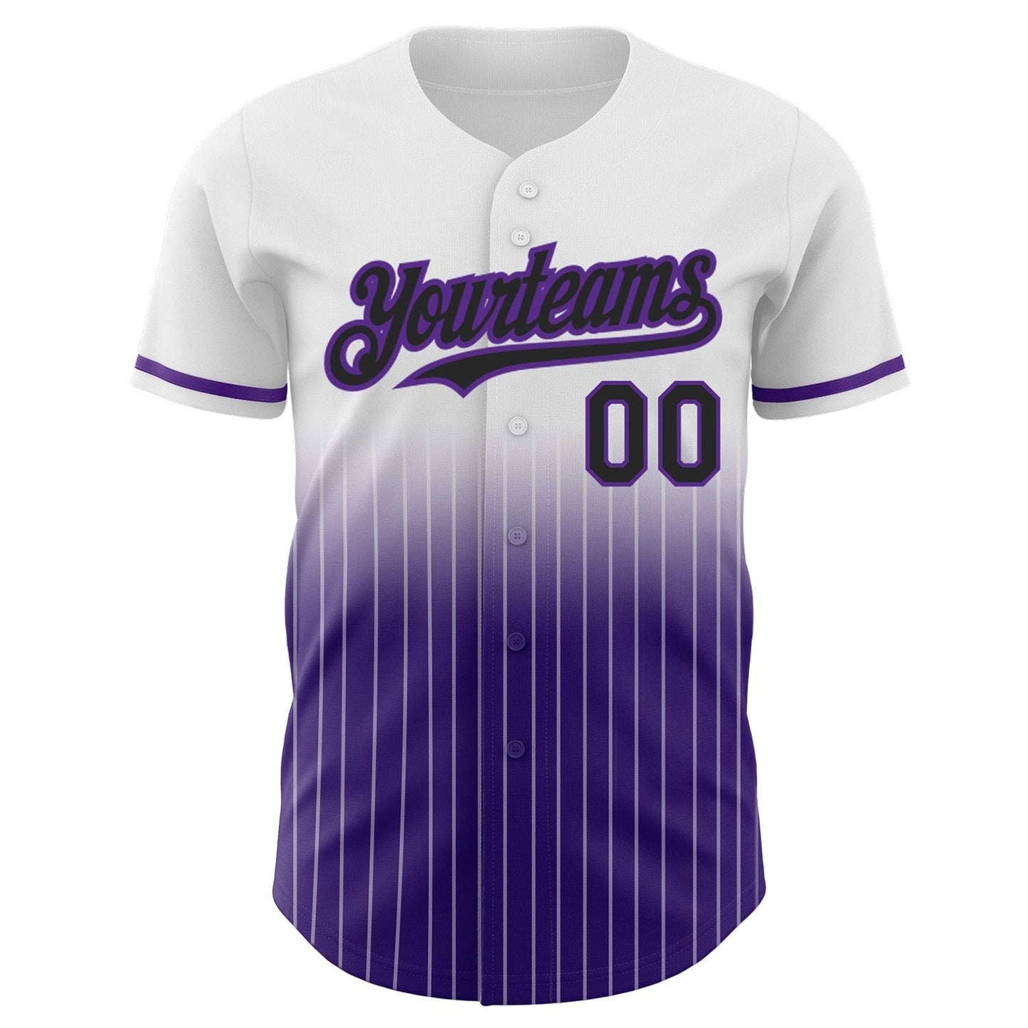 Custom White Pinstripe Black-Purple Authentic Fade Fashion Baseball Jersey baseball jersey product view 3