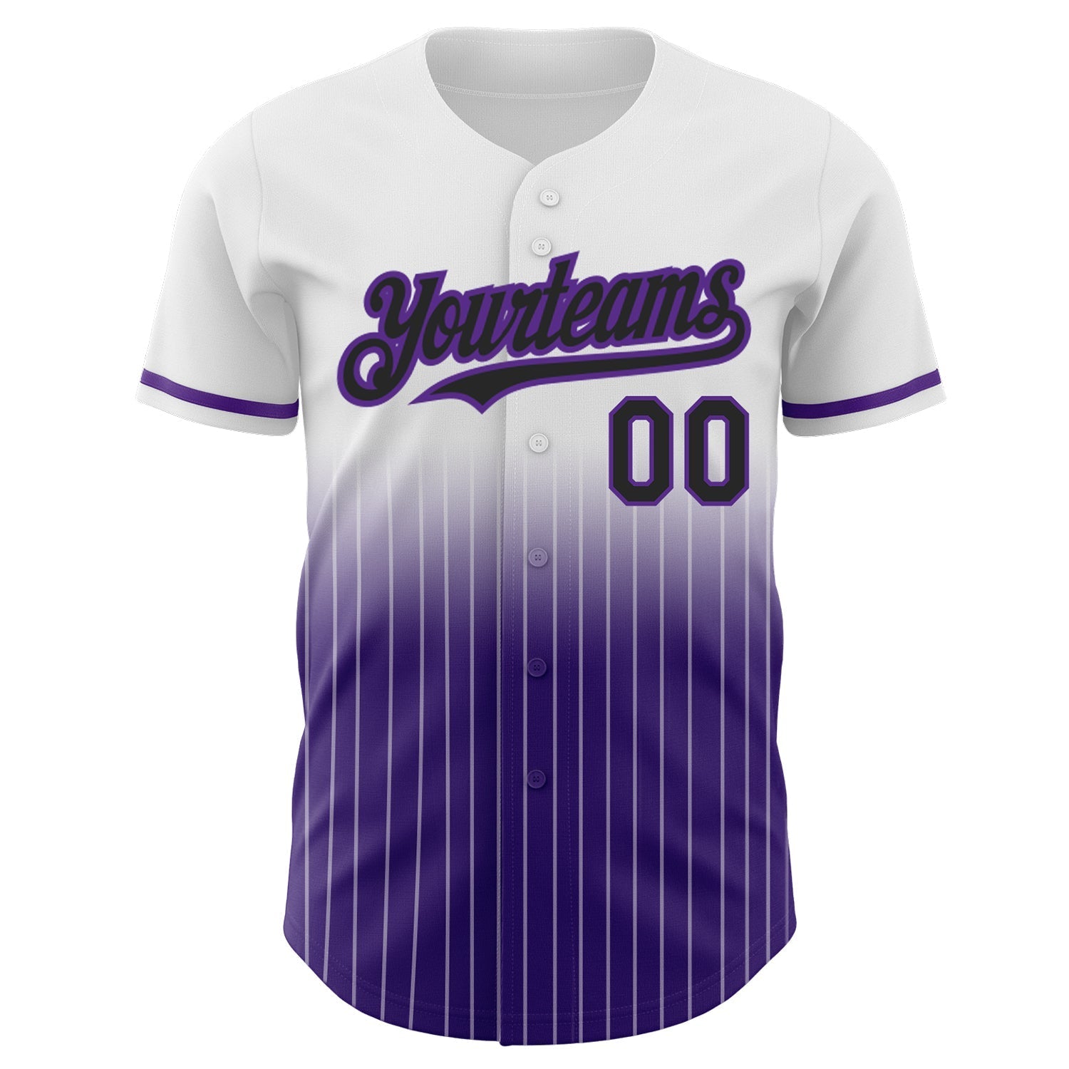 Custom White Pinstripe Black-Purple Authentic Fade Fashion Baseball Jersey baseball jersey product view 3