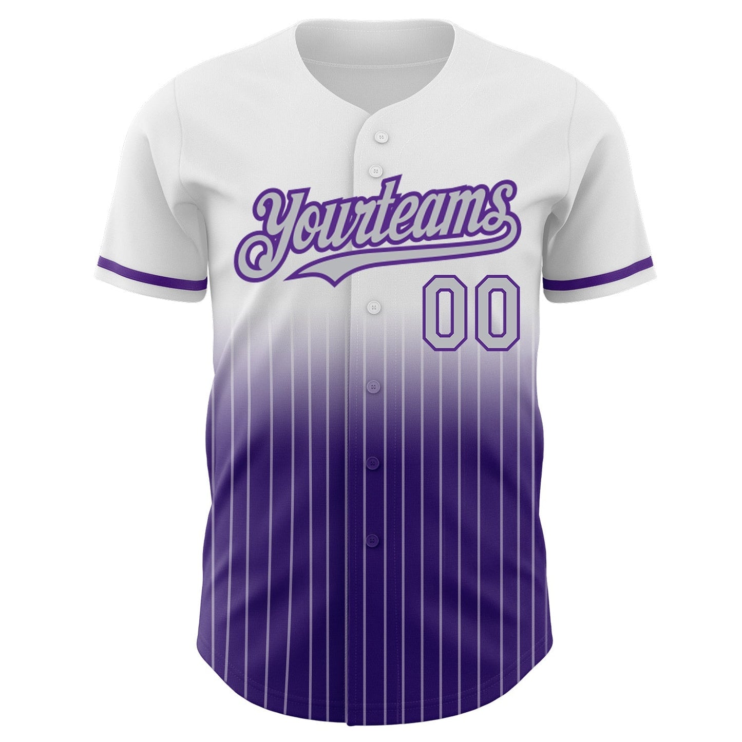 Custom White Pinstripe Gray-Purple Authentic Fade Fashion Baseball Jersey baseball jersey product view 3