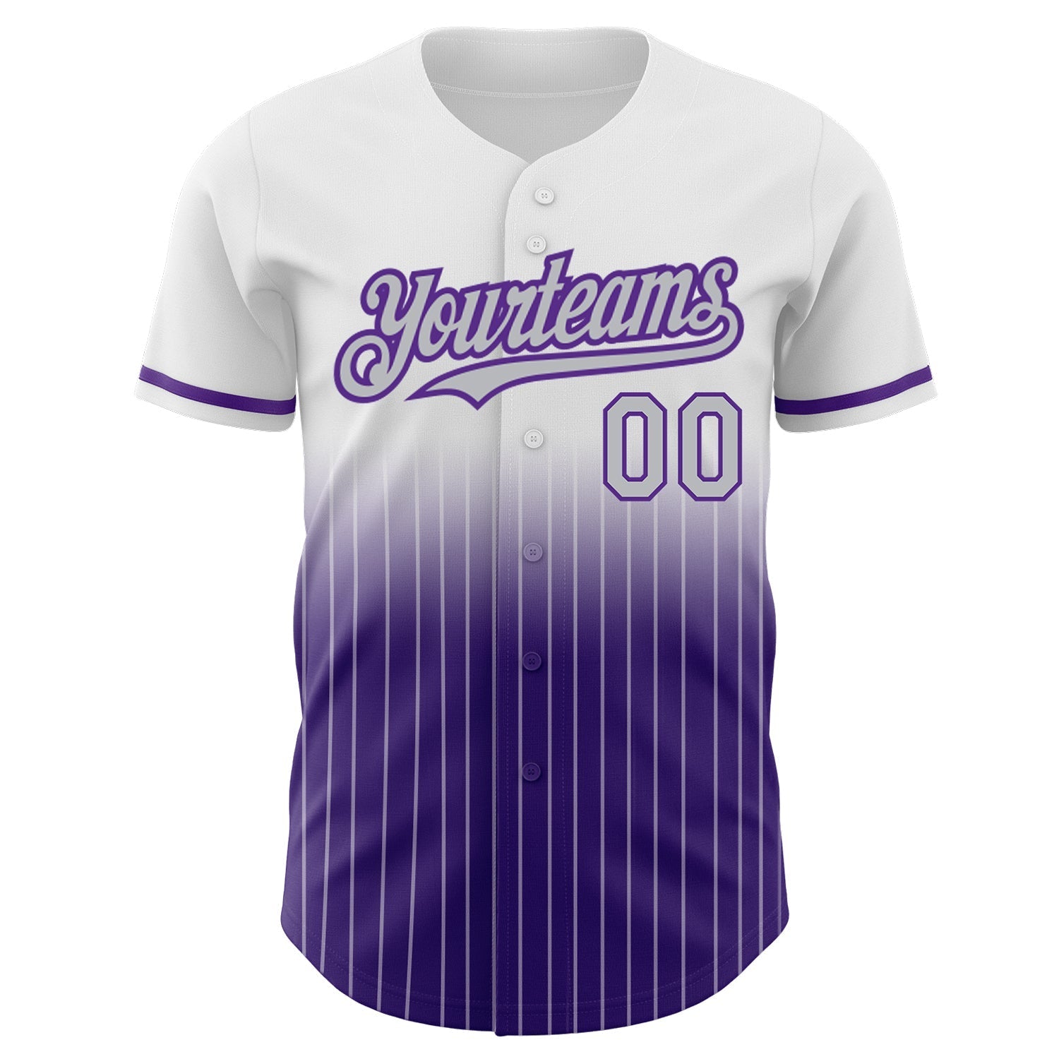 Custom White Pinstripe Gray-Purple Authentic Fade Fashion Baseball Jersey baseball jersey product view 3