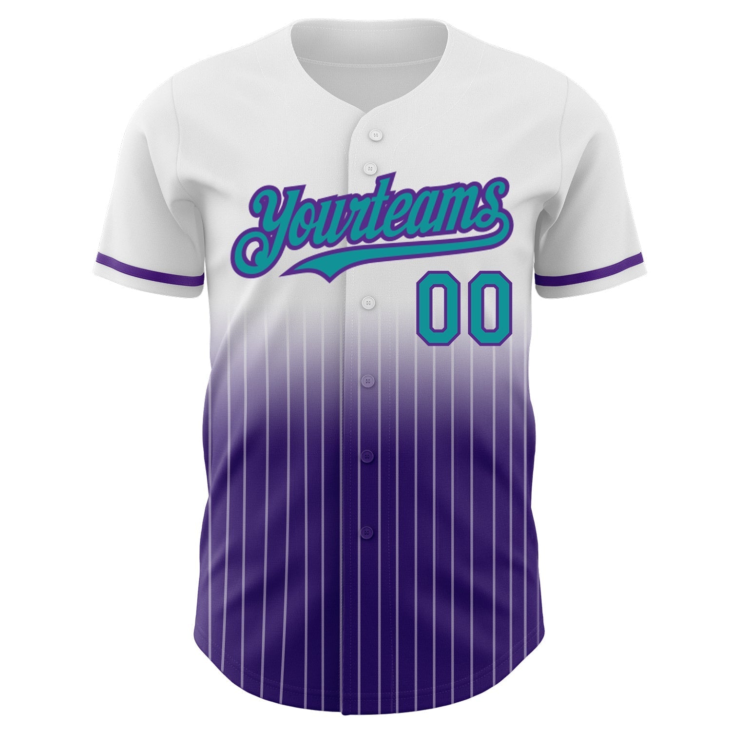 Custom White Pinstripe Teal-Purple Authentic Fade Fashion Baseball Jersey baseball jersey product view 3