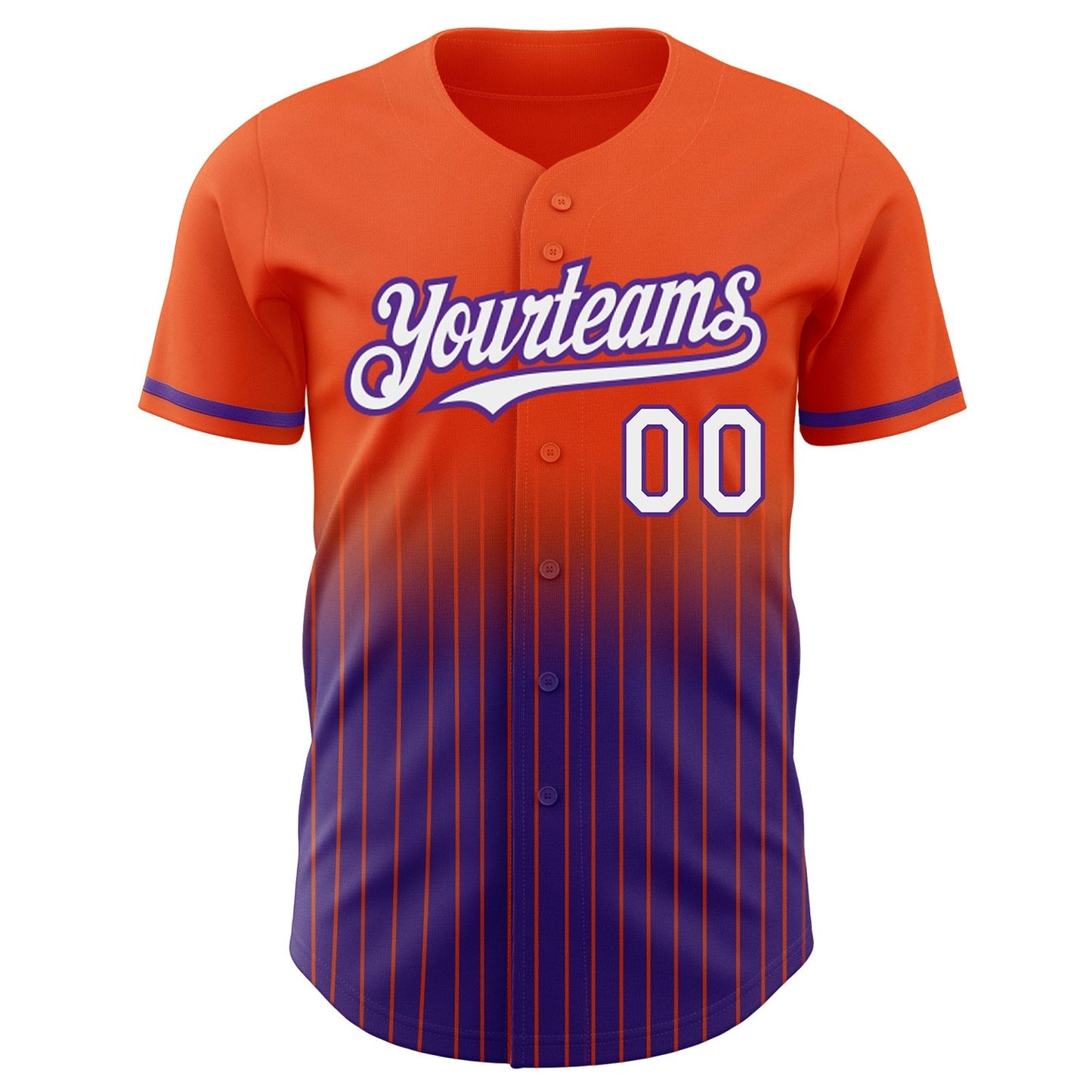 Custom Orange Pinstripe White-Purple Authentic Fade Fashion Baseball Jersey baseball jersey product view 3
