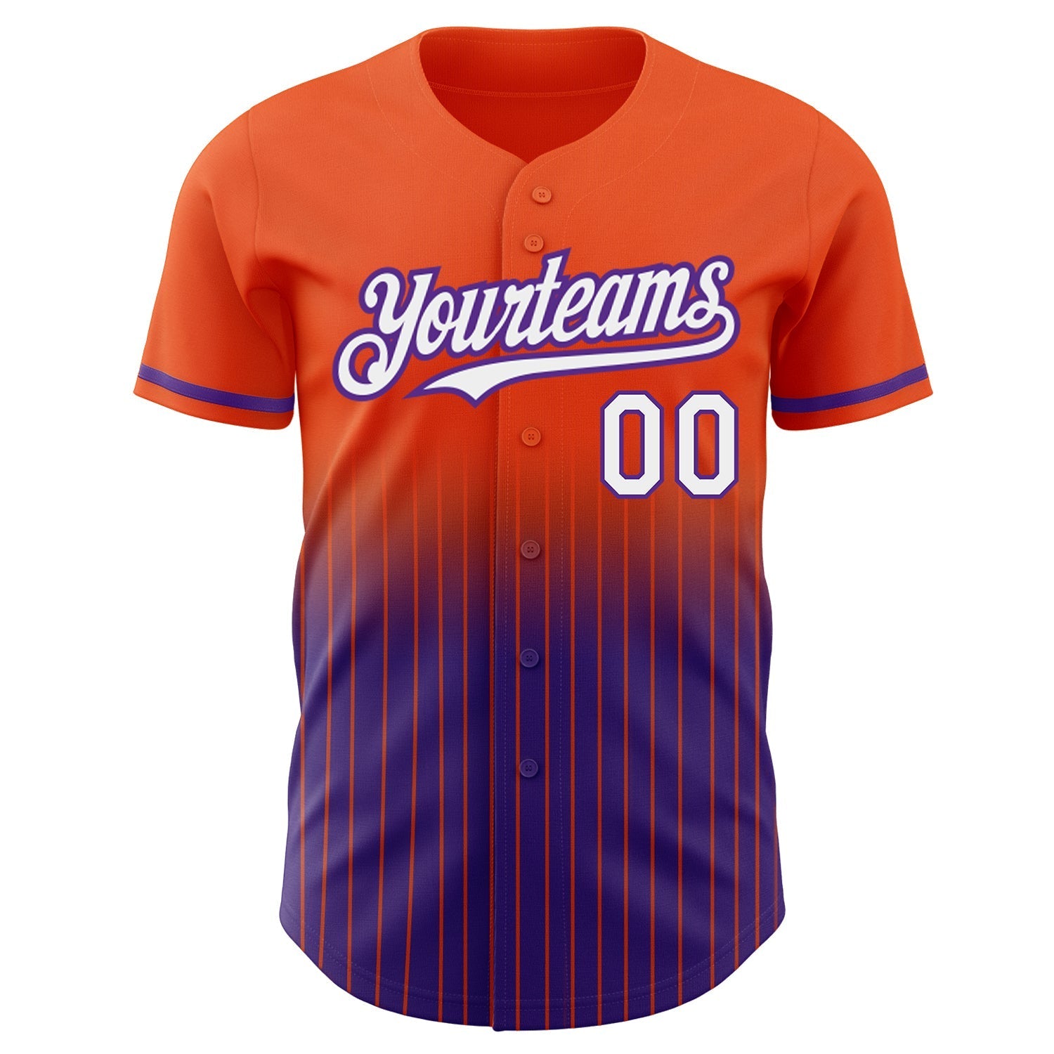 Custom Orange Pinstripe White-Purple Authentic Fade Fashion Baseball Jersey baseball jersey product view 3