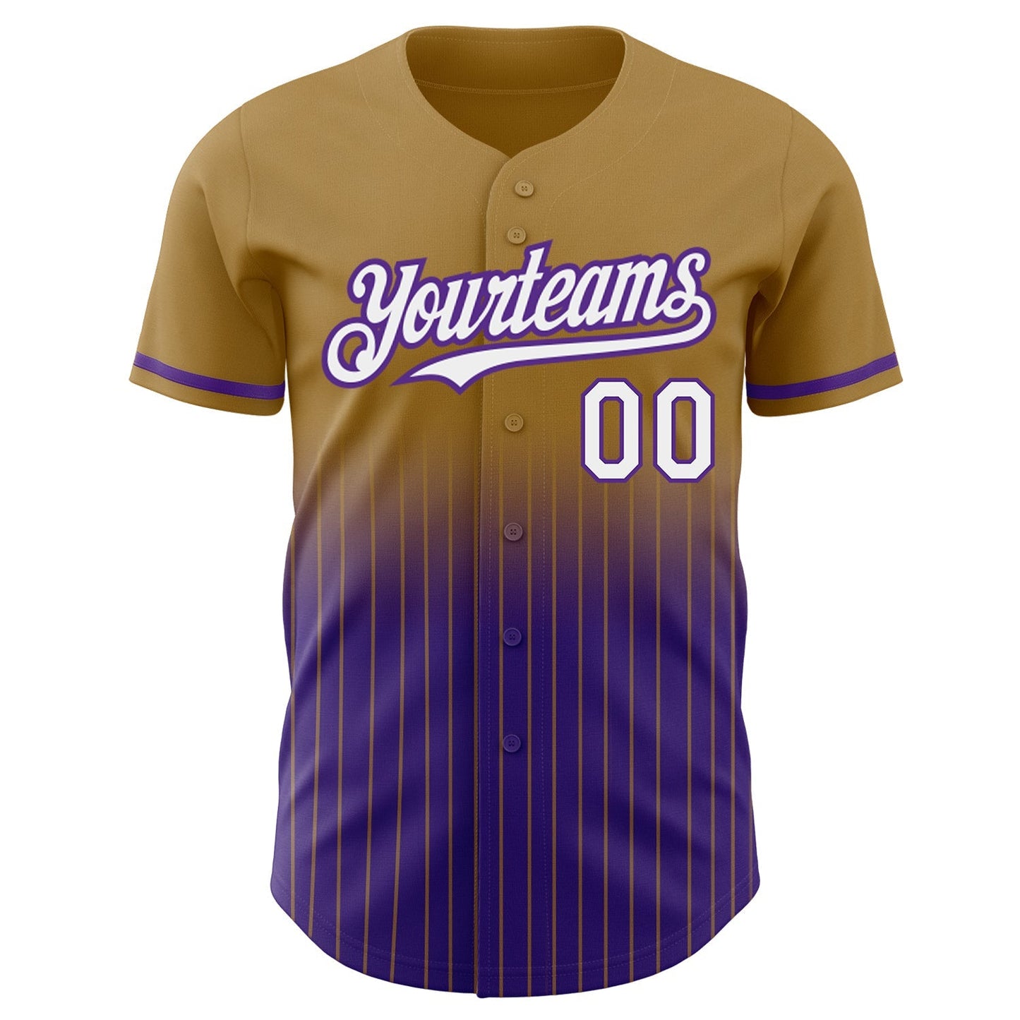 Custom Old Gold Pinstripe White-Purple Authentic Fade Fashion Baseball Jersey baseball jersey product view 3