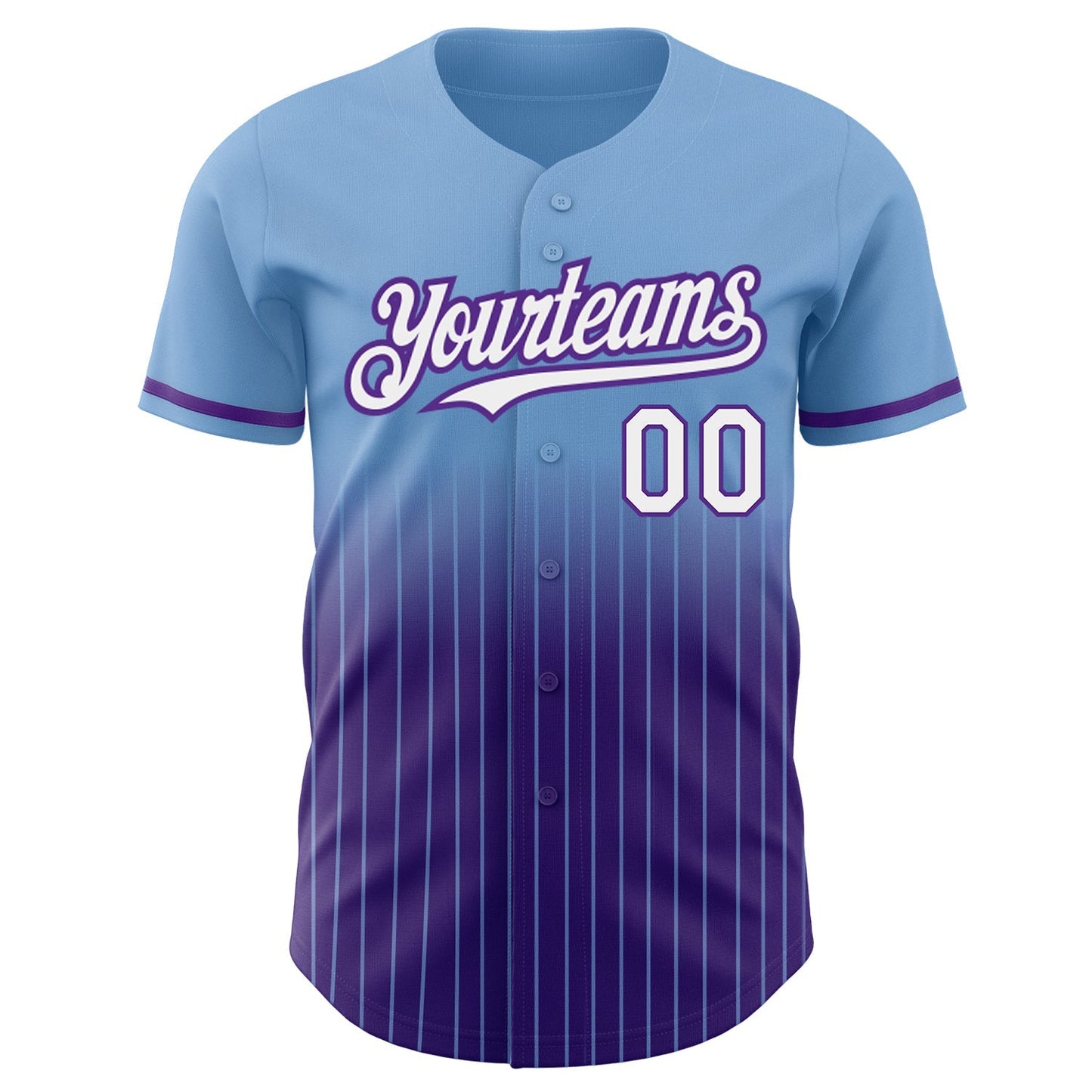 Custom Light Blue Pinstripe White-Purple Authentic Fade Fashion Baseball Jersey baseball jersey product view 3
