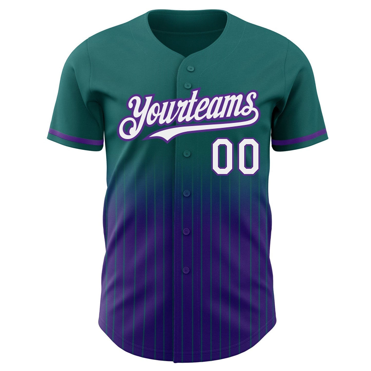 Custom Teal Pinstripe White-Purple Authentic Fade Fashion Baseball Jersey baseball jersey product view 3