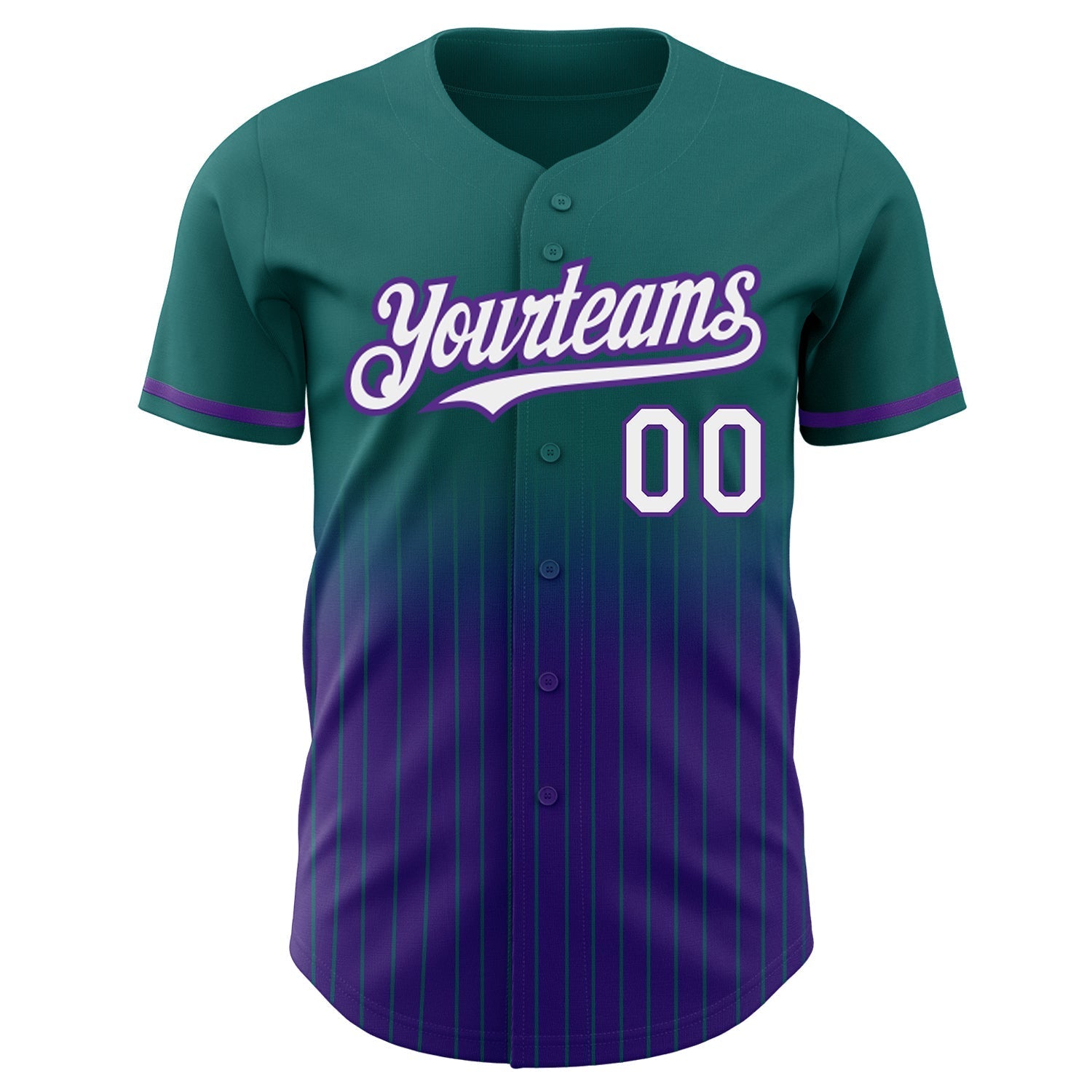 Custom Teal Pinstripe White-Purple Authentic Fade Fashion Baseball Jersey baseball jersey product view 3
