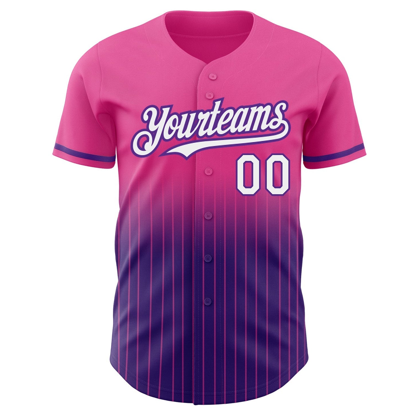 Custom Pink Pinstripe White-Purple Authentic Fade Fashion Baseball Jersey baseball jersey product view 3