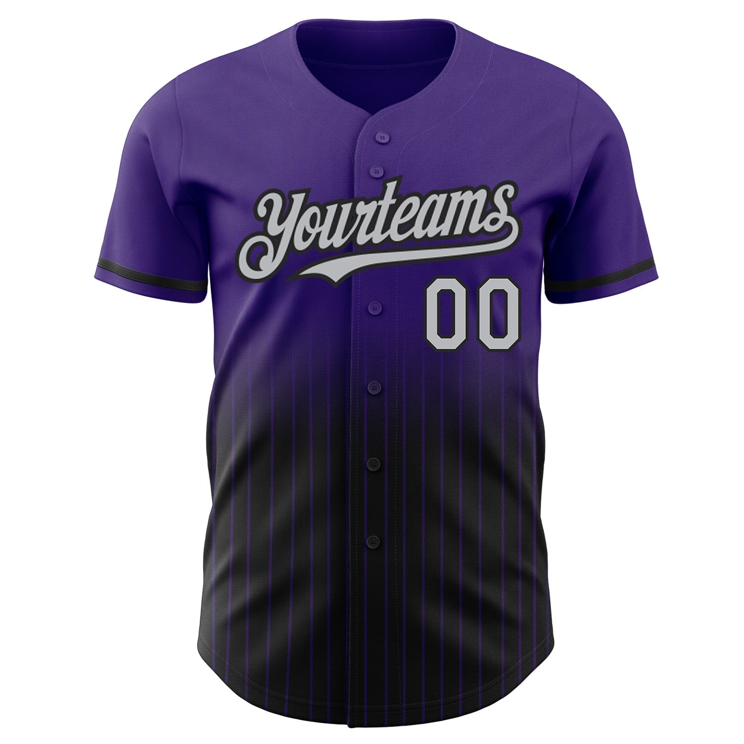 Custom Purple Pinstripe Gray-Black Authentic Fade Fashion Baseball Jersey baseball jersey product view 3