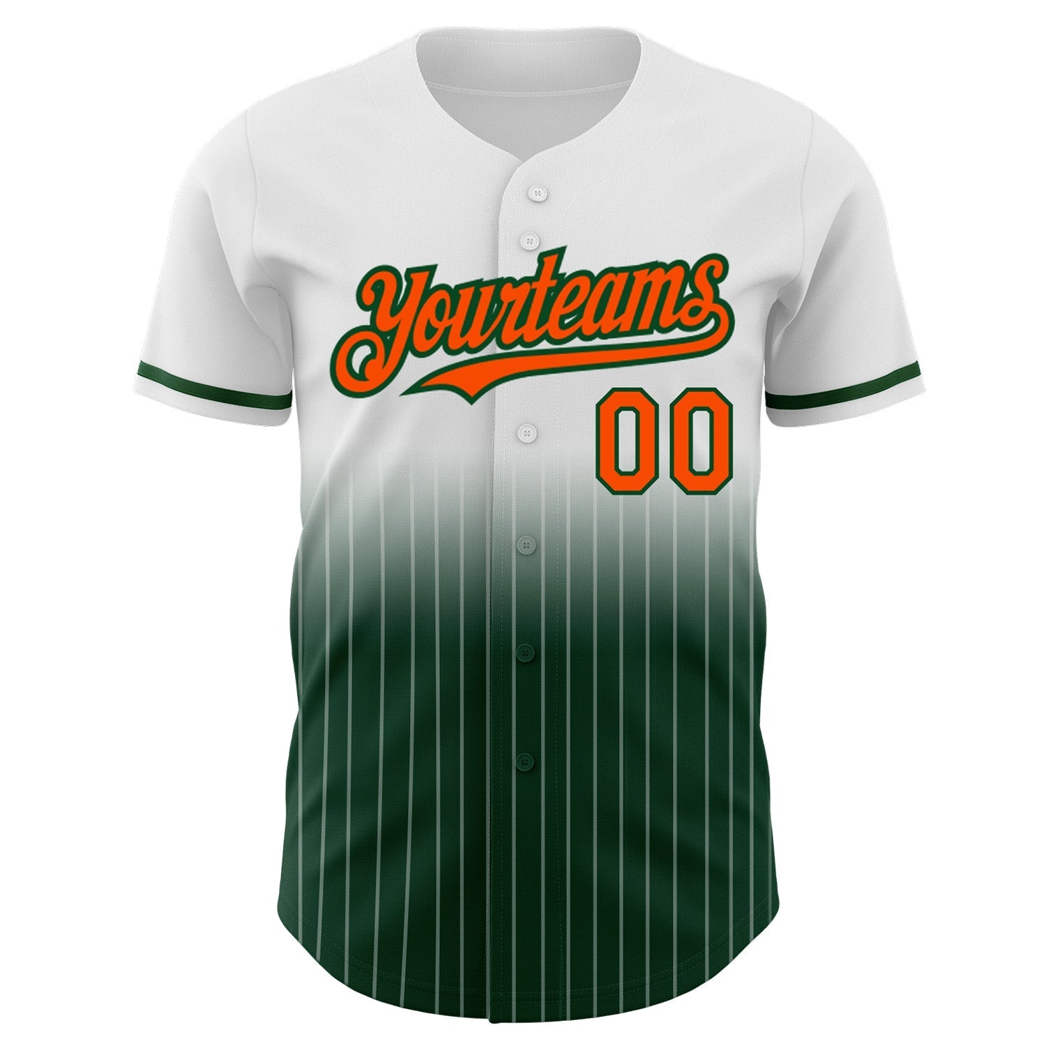 Custom White Pinstripe Orange-Green Authentic Fade Fashion Baseball Jersey baseball jersey product view 3