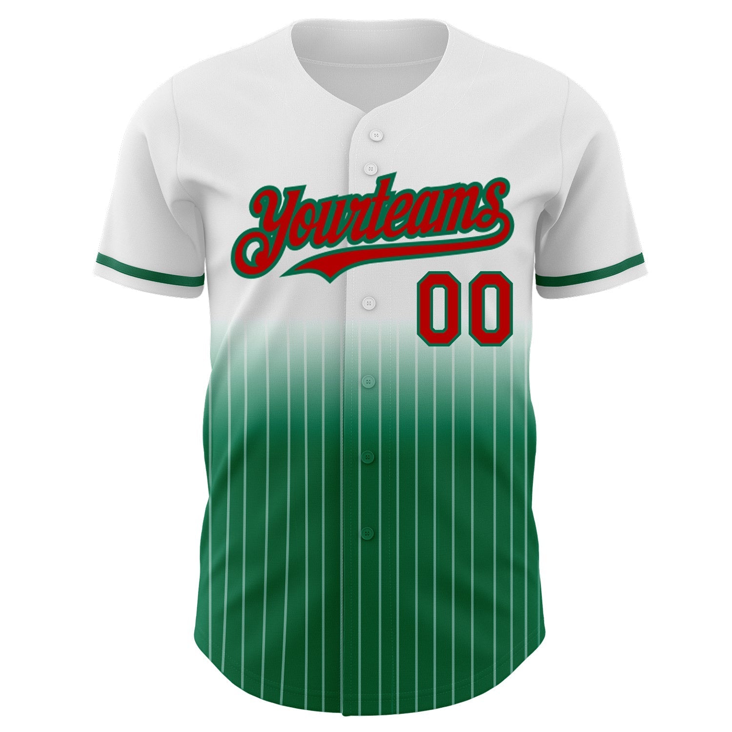 Custom White Pinstripe Red-Kelly Green Authentic Fade Fashion Baseball Jersey baseball jersey product view 3
