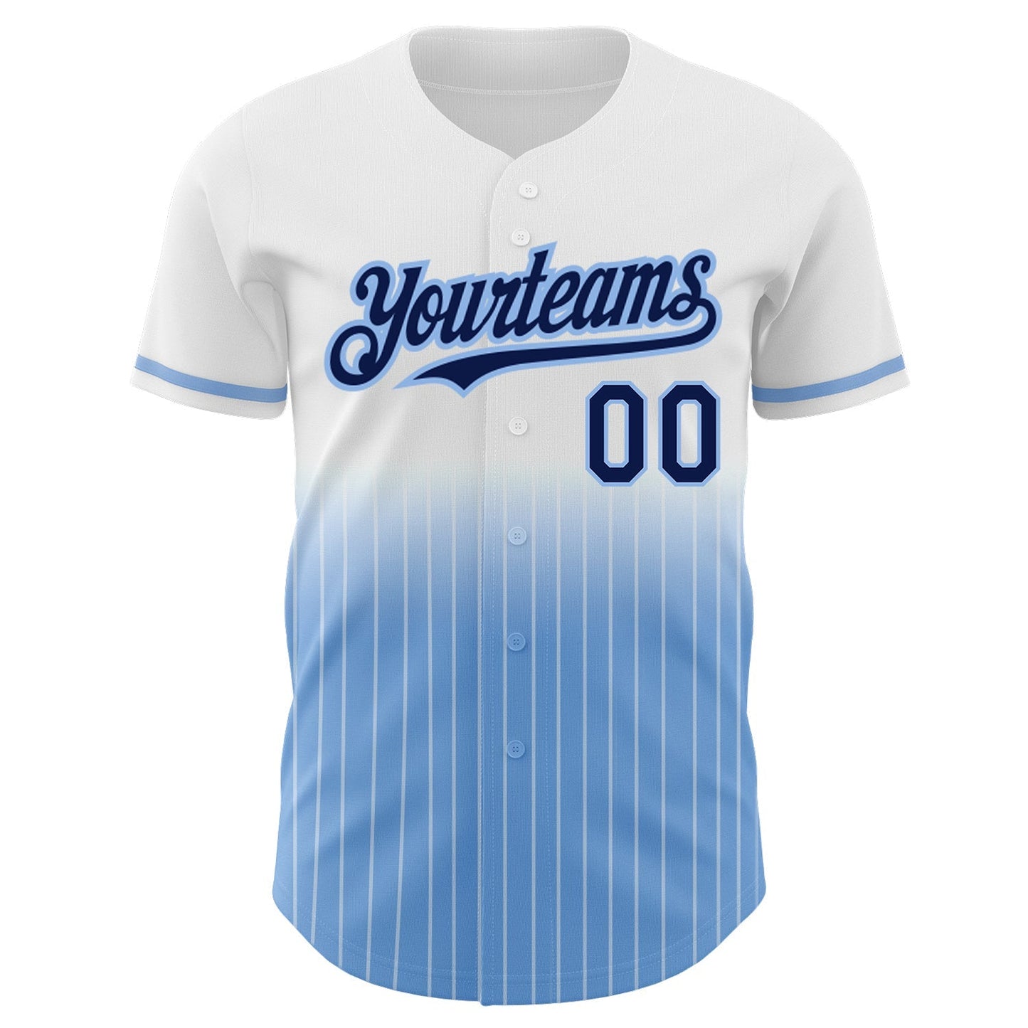 Custom White Pinstripe Navy-Light Blue Authentic Fade Fashion Baseball Jersey baseball jersey product view 3