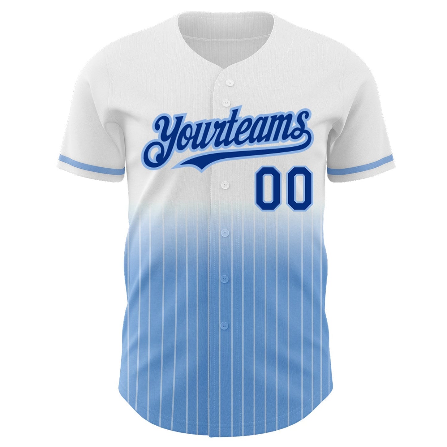 Custom White Pinstripe Royal-Light Blue Authentic Fade Fashion Baseball Jersey baseball jersey product view 3